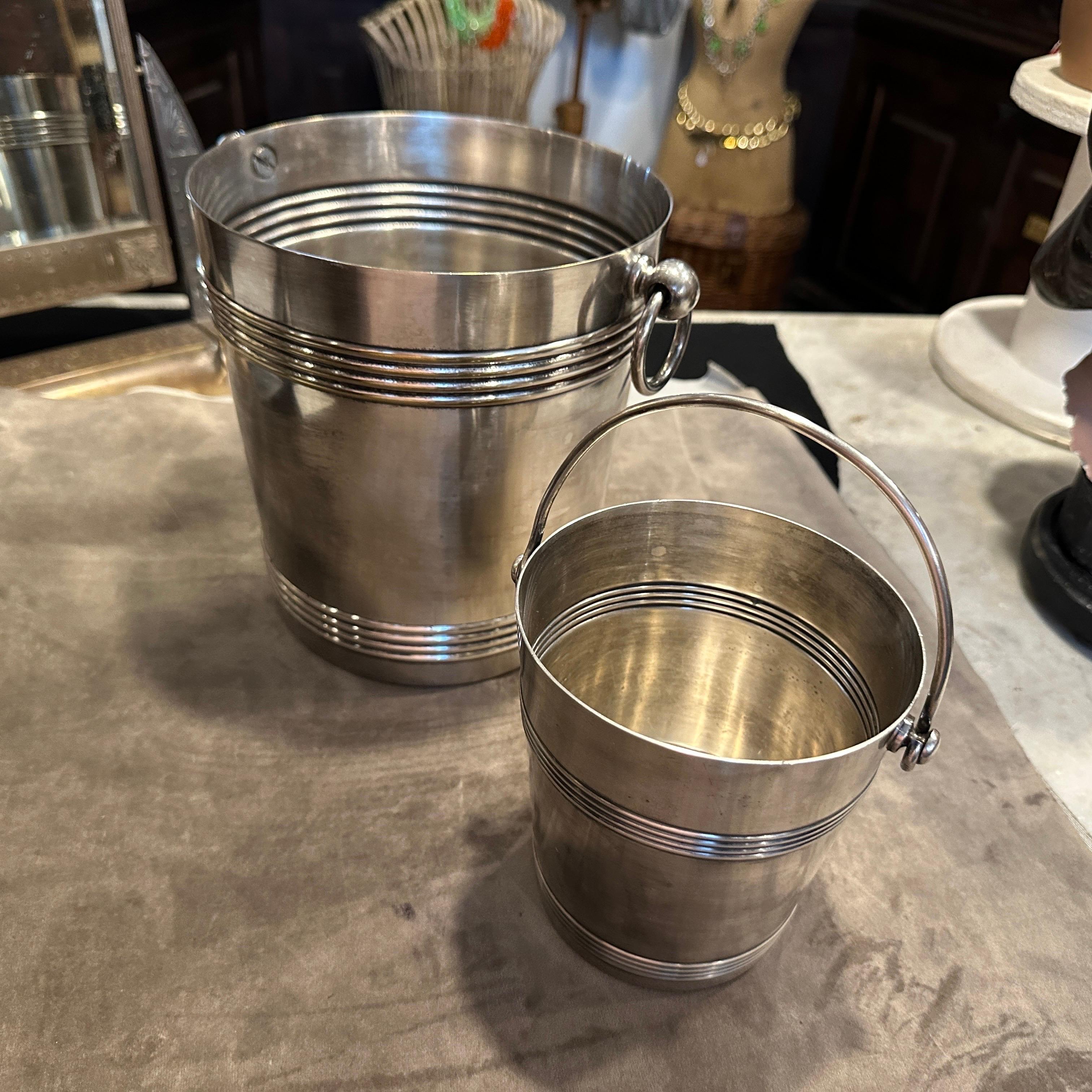 1950s Mid-Century Modern Set of Wine Cooler and Ice Bucket by Gallia Christofle For Sale 2