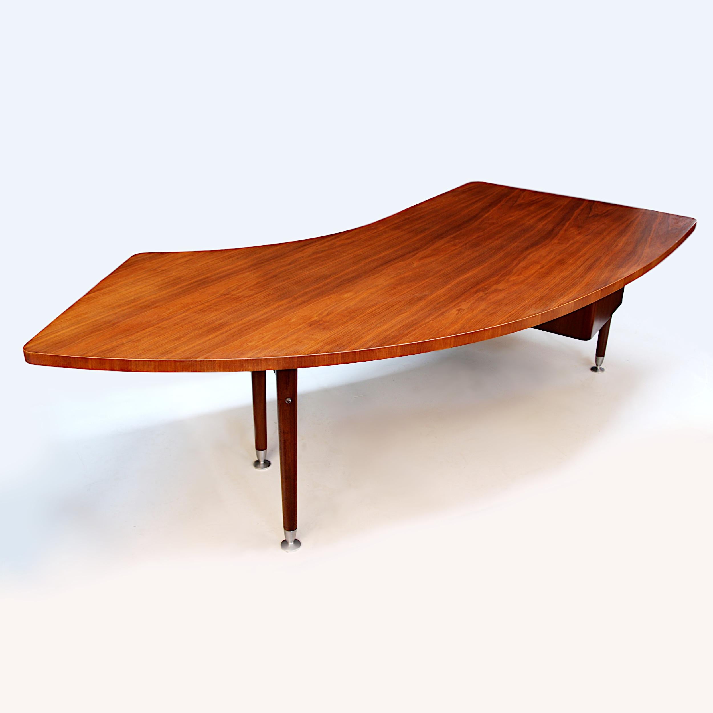 Veneer 1950s Mid-Century Modern Sigma Series Boomerang Executive Desk by Stow Davis