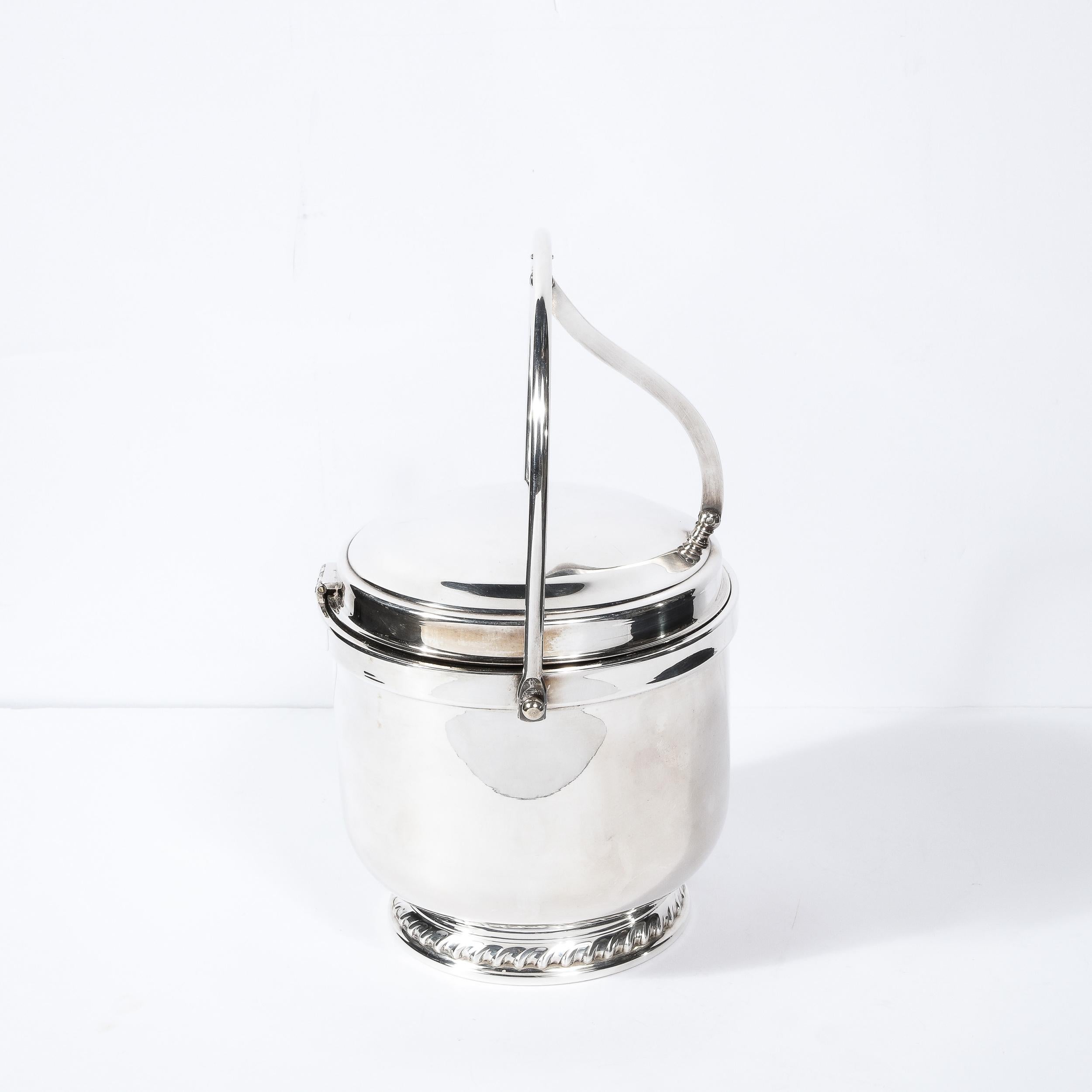 1950's MidCentury Modern Silver Plate Ice Bucket with Rectractable Lid