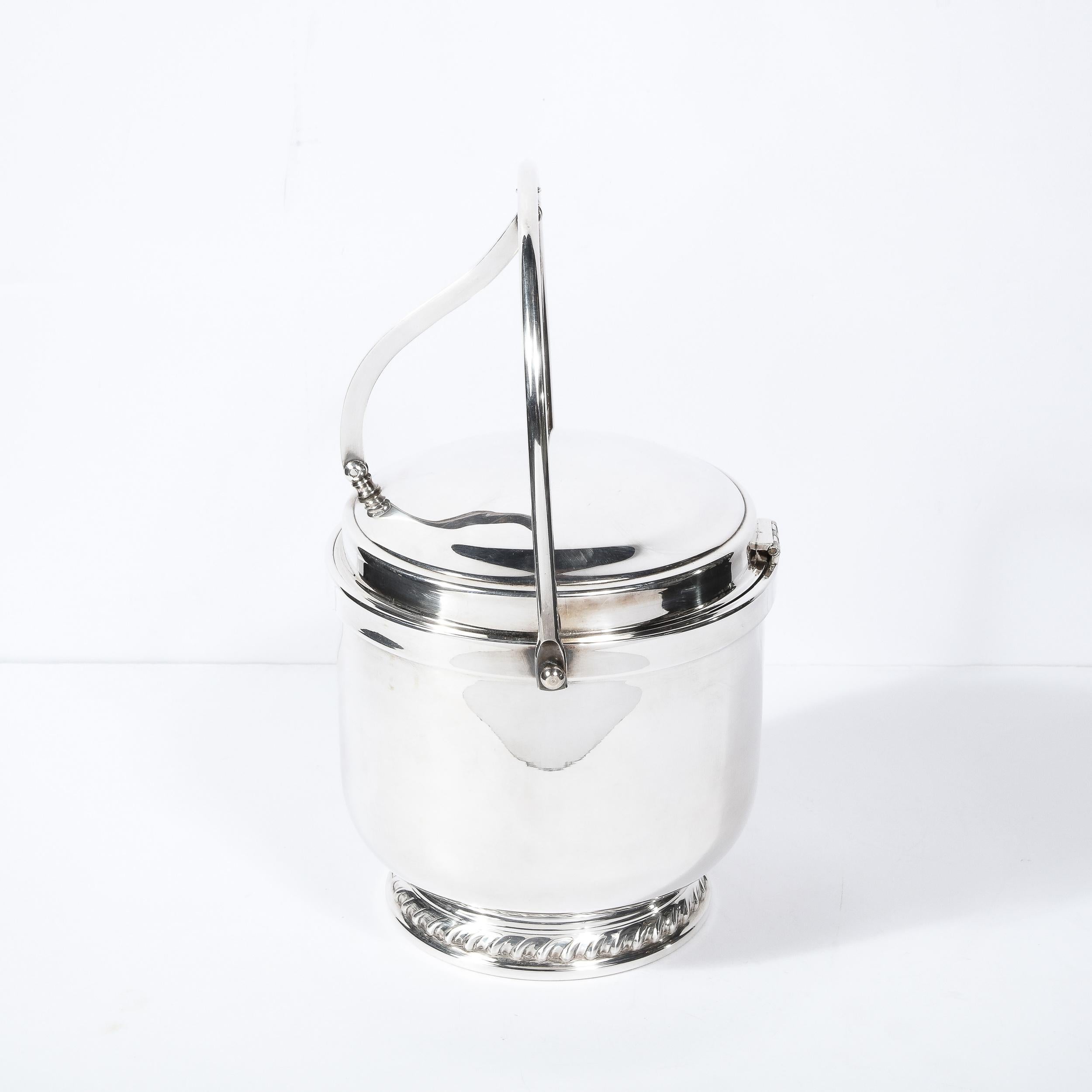 1950's Mid-Century Modern Silver Plate Ice Bucket with Rectractable Lid In Excellent Condition In New York, NY