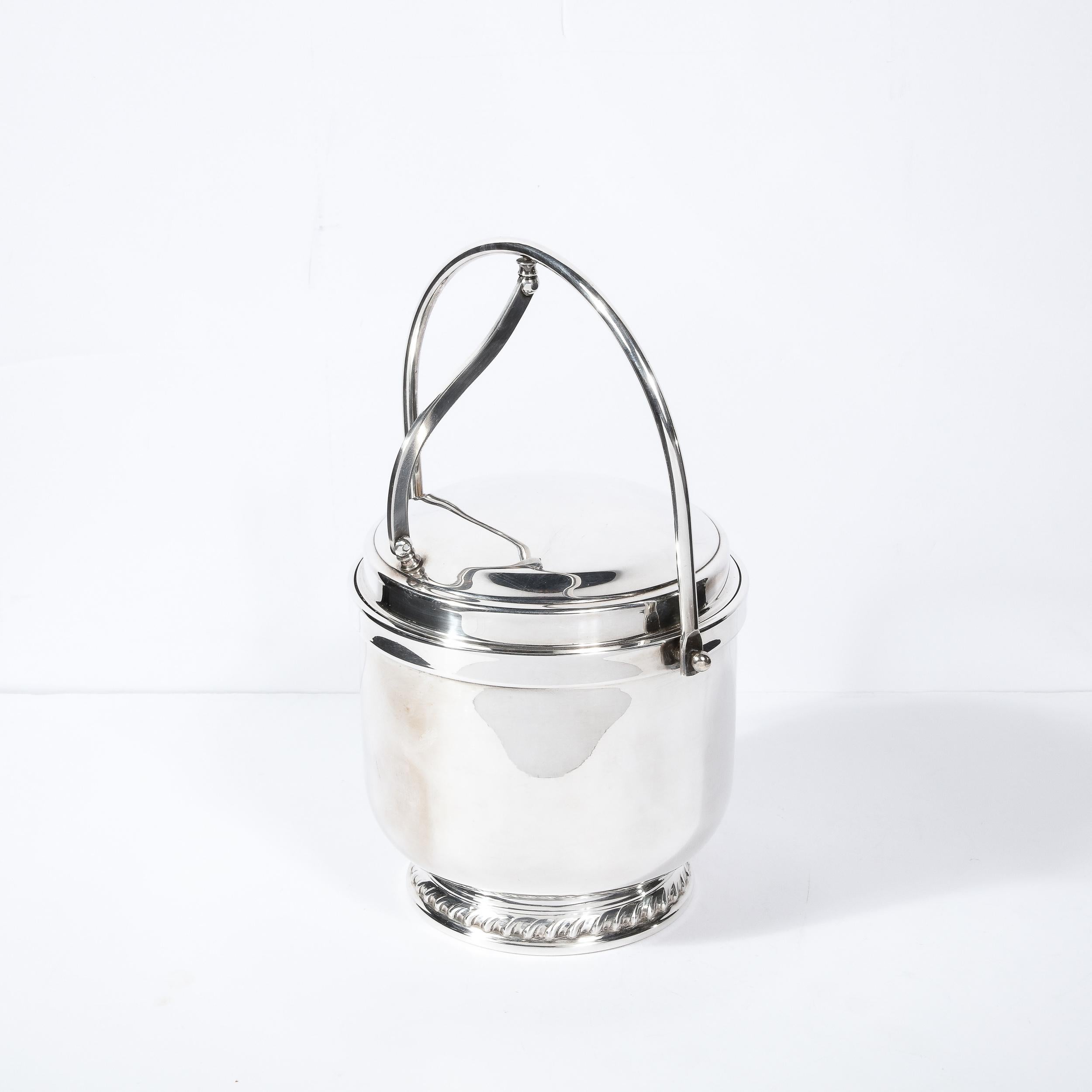 Mid-20th Century 1950's Mid-Century Modern Silver Plate Ice Bucket with Rectractable Lid