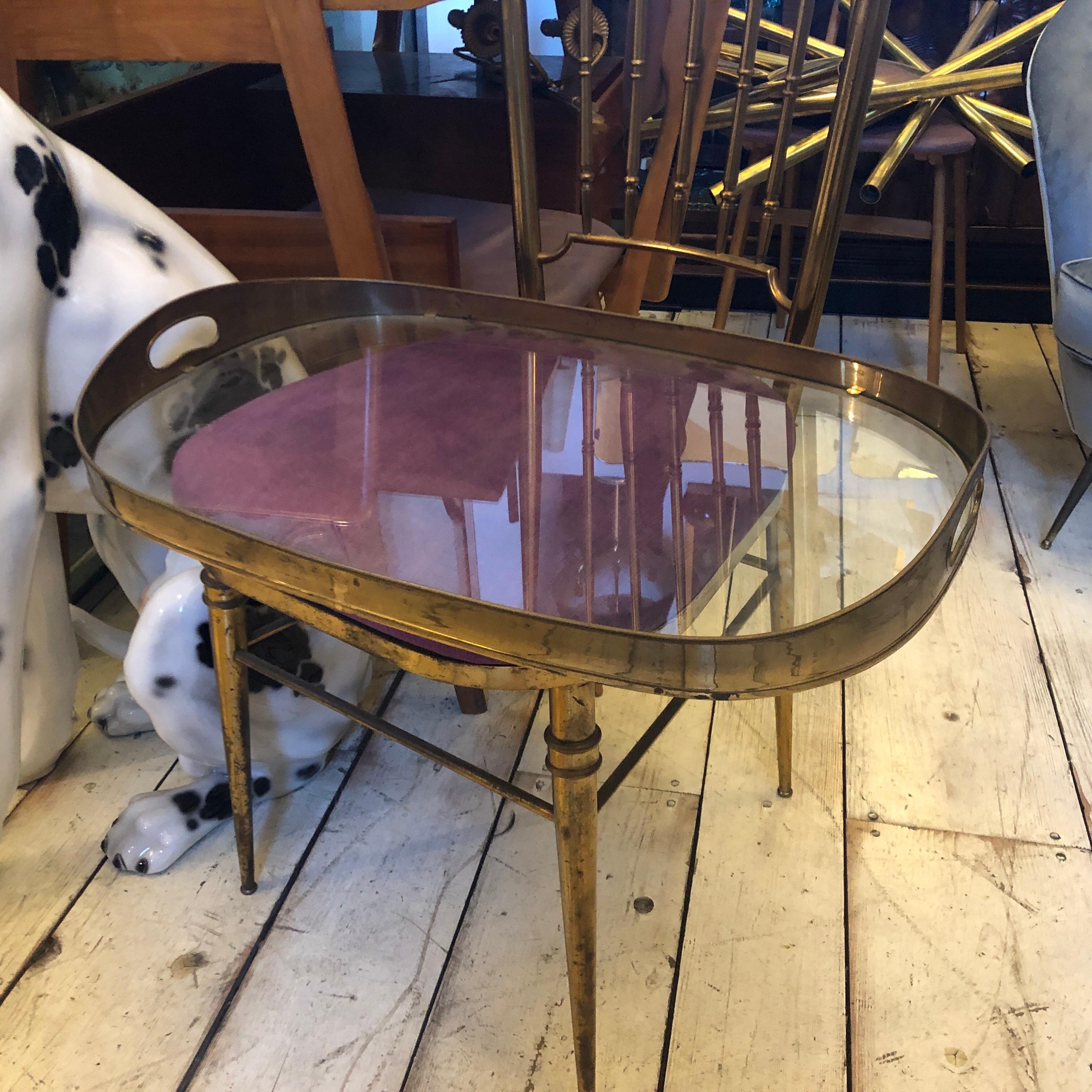 1950s Mid-Century Modern Solid Brass Italian Bar Cart 6