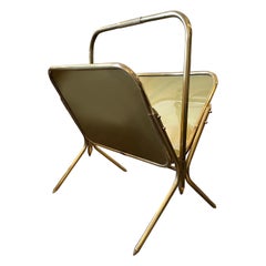 1950s Mid-Century Modern Solid Brass Italian Magazine Rack