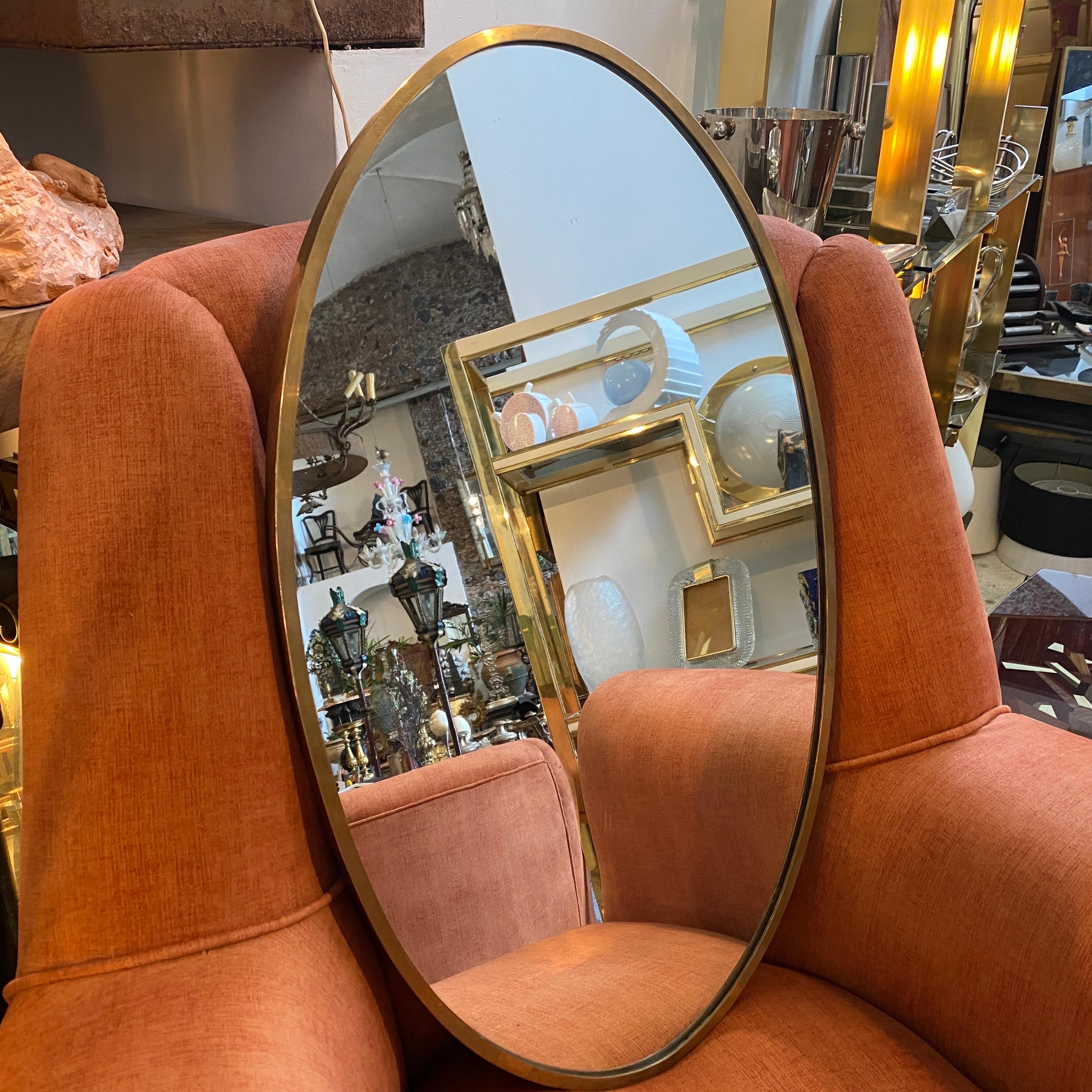 The 1950s was a period of great creativity and innovation in the world of design, and the Mid-Century Modern movement was at the forefront of this exciting time. This Solid Brass Italian Oval Wall Mirror is a stunning example of this design style