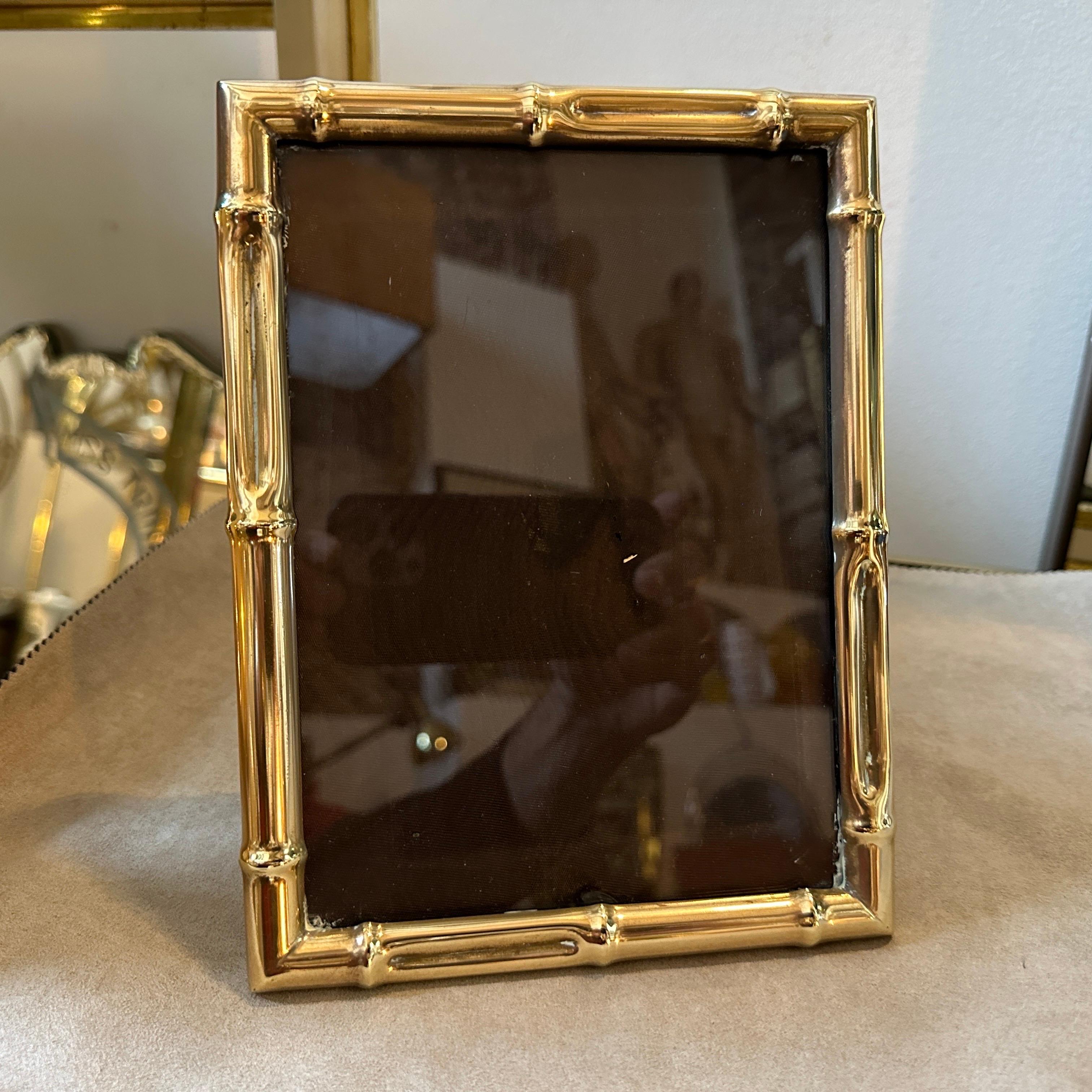 Italian 1950s Mid-Century Modern Solid Brass italian Picture Frame For Sale