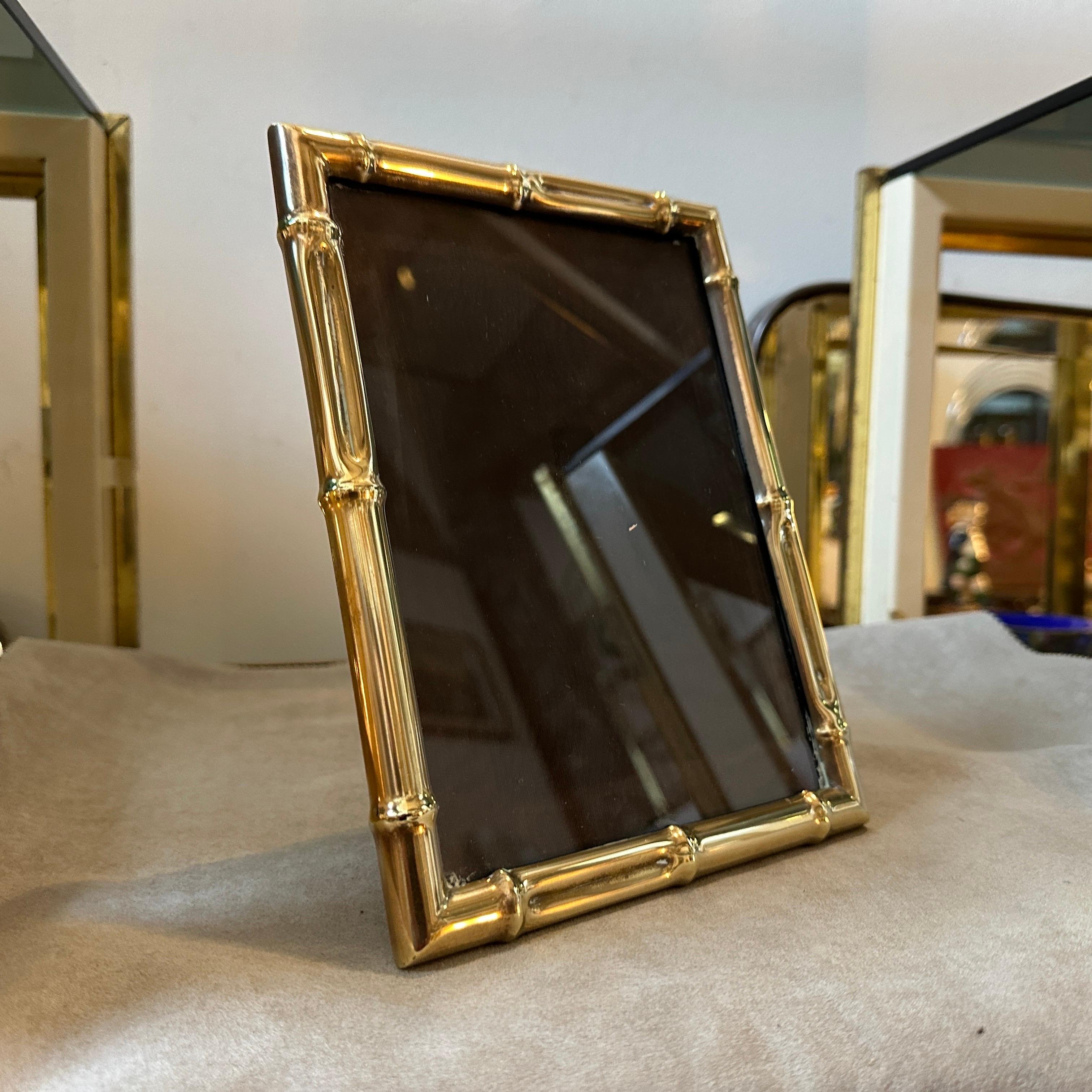 1950s Mid-Century Modern Solid Brass italian Picture Frame In Good Condition For Sale In Aci Castello, IT