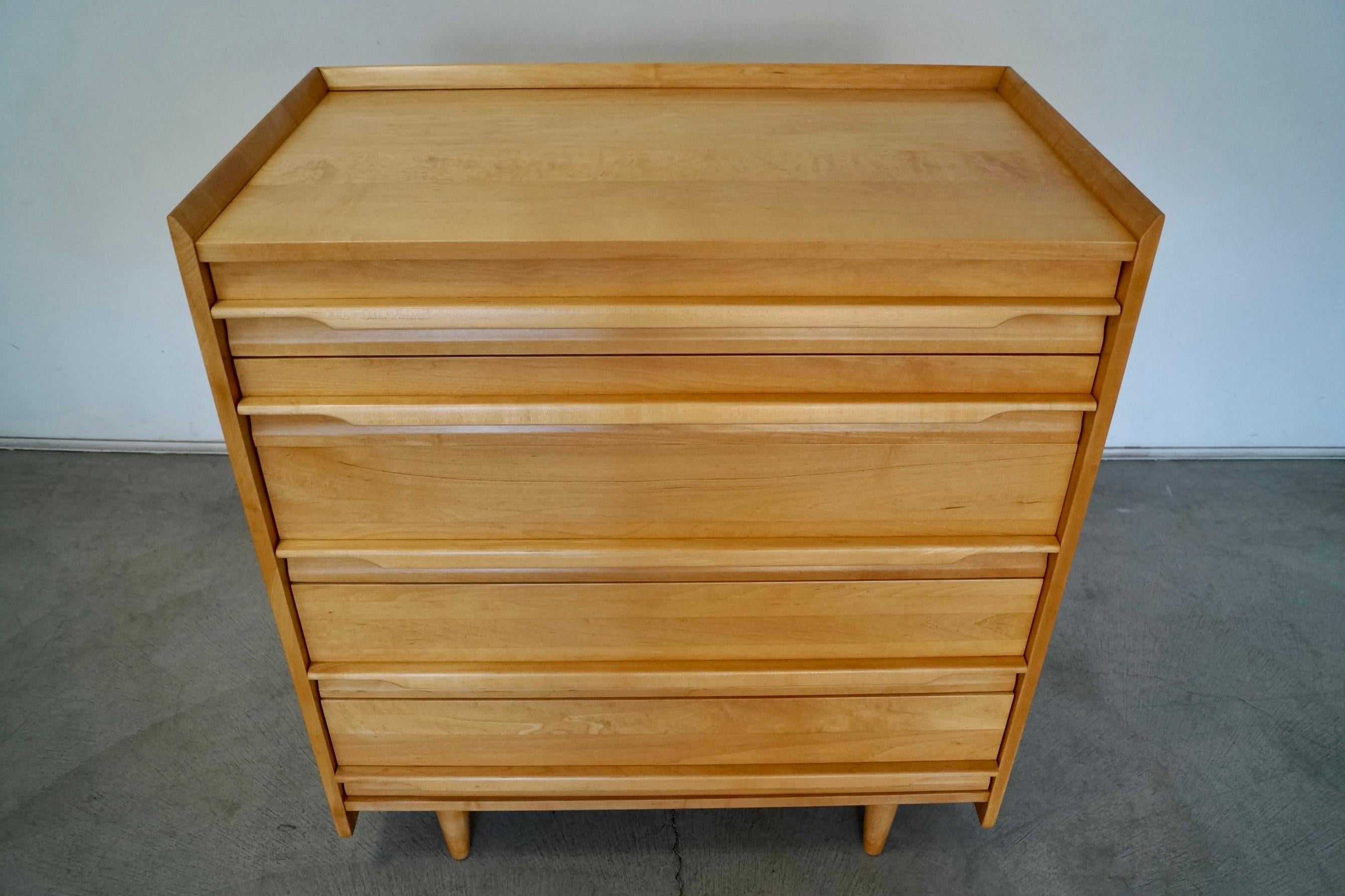 1950's Mid-Century Modern Solid Maple Dresser by Crawford For Sale 9