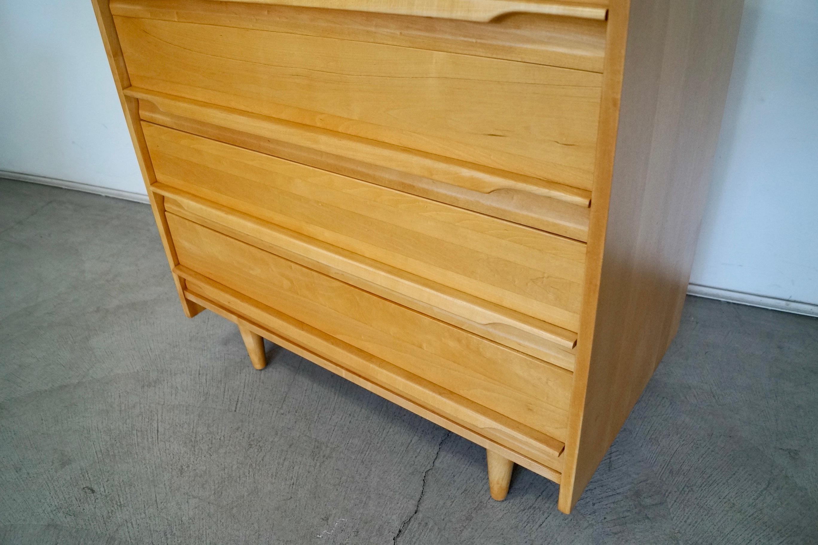 1950's Mid-Century Modern Solid Maple Dresser by Crawford For Sale 12