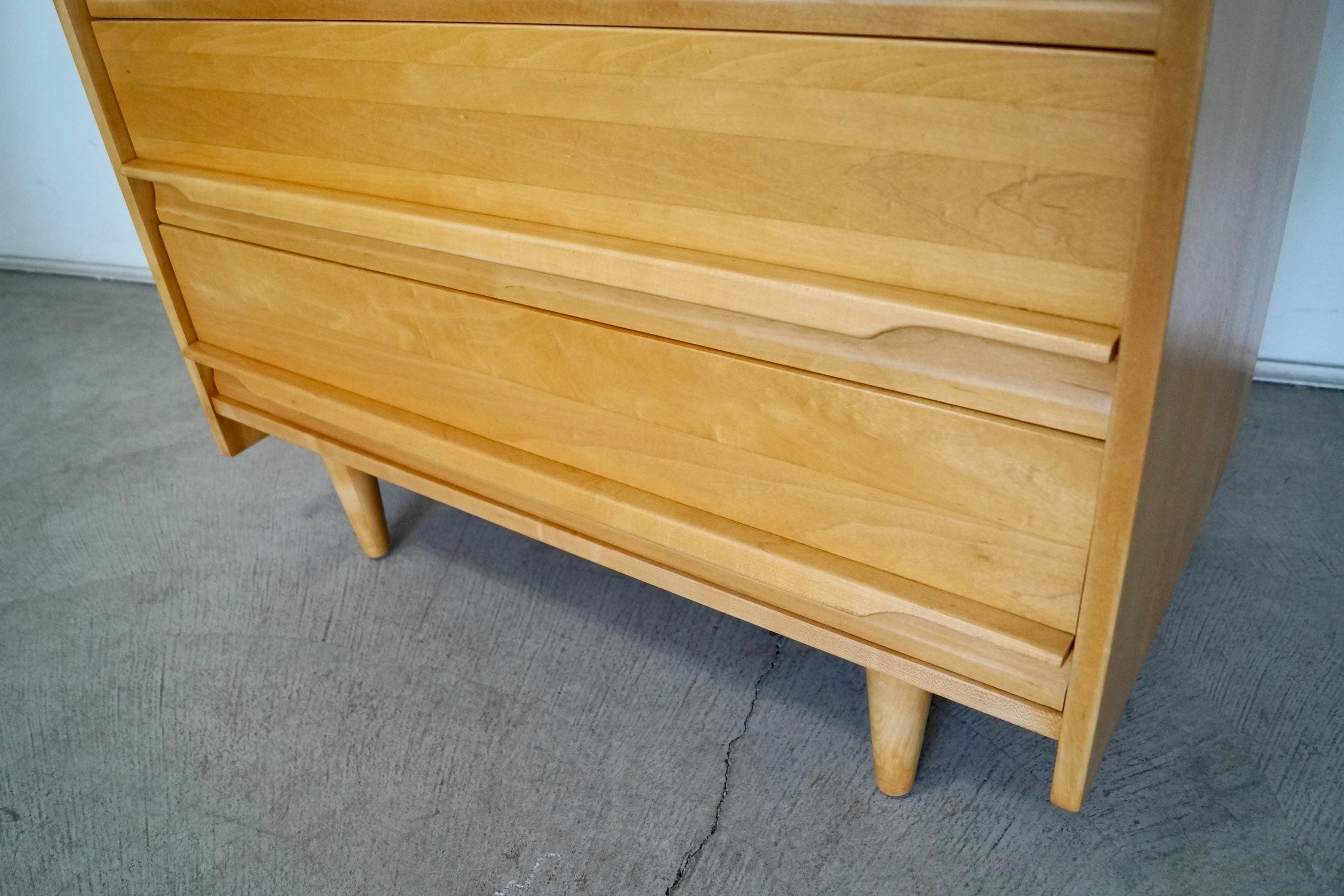 1950's Mid-Century Modern Solid Maple Dresser by Crawford For Sale 12