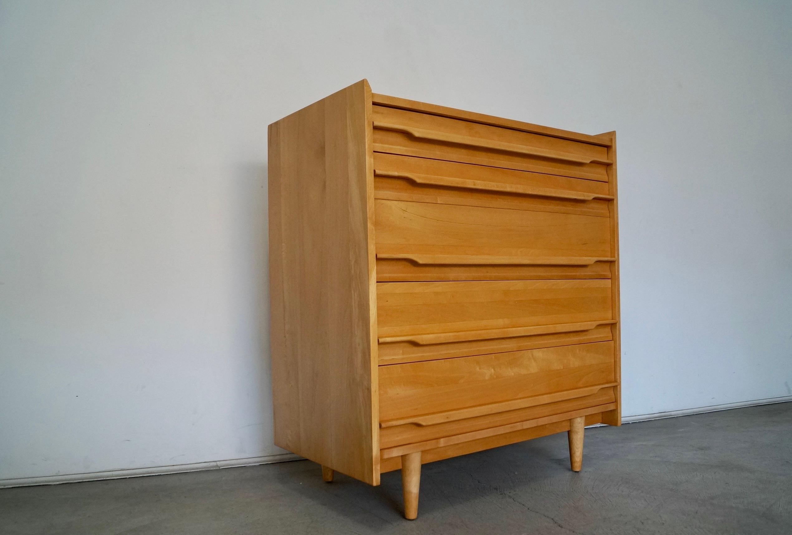 1950's Mid-Century Modern Solid Maple Dresser by Crawford For Sale 1