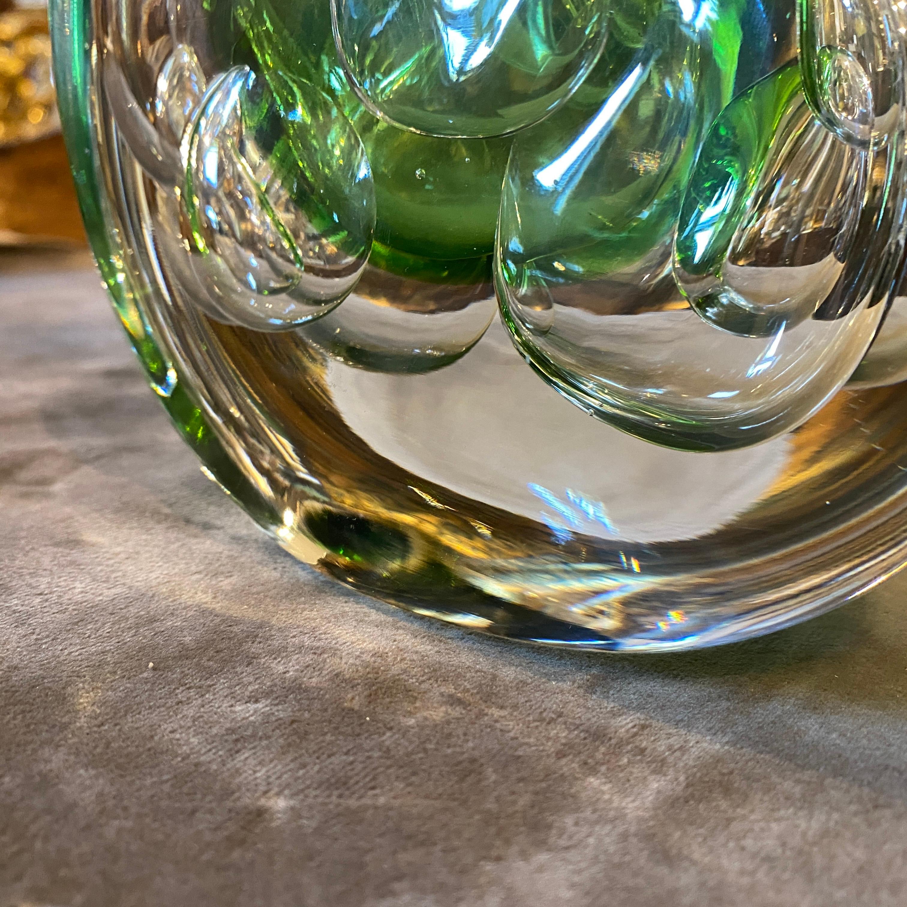 1950s Mid-Century Modern Sommerso Green Glass Czech Vase by Yaroslav Svoboda For Sale 3