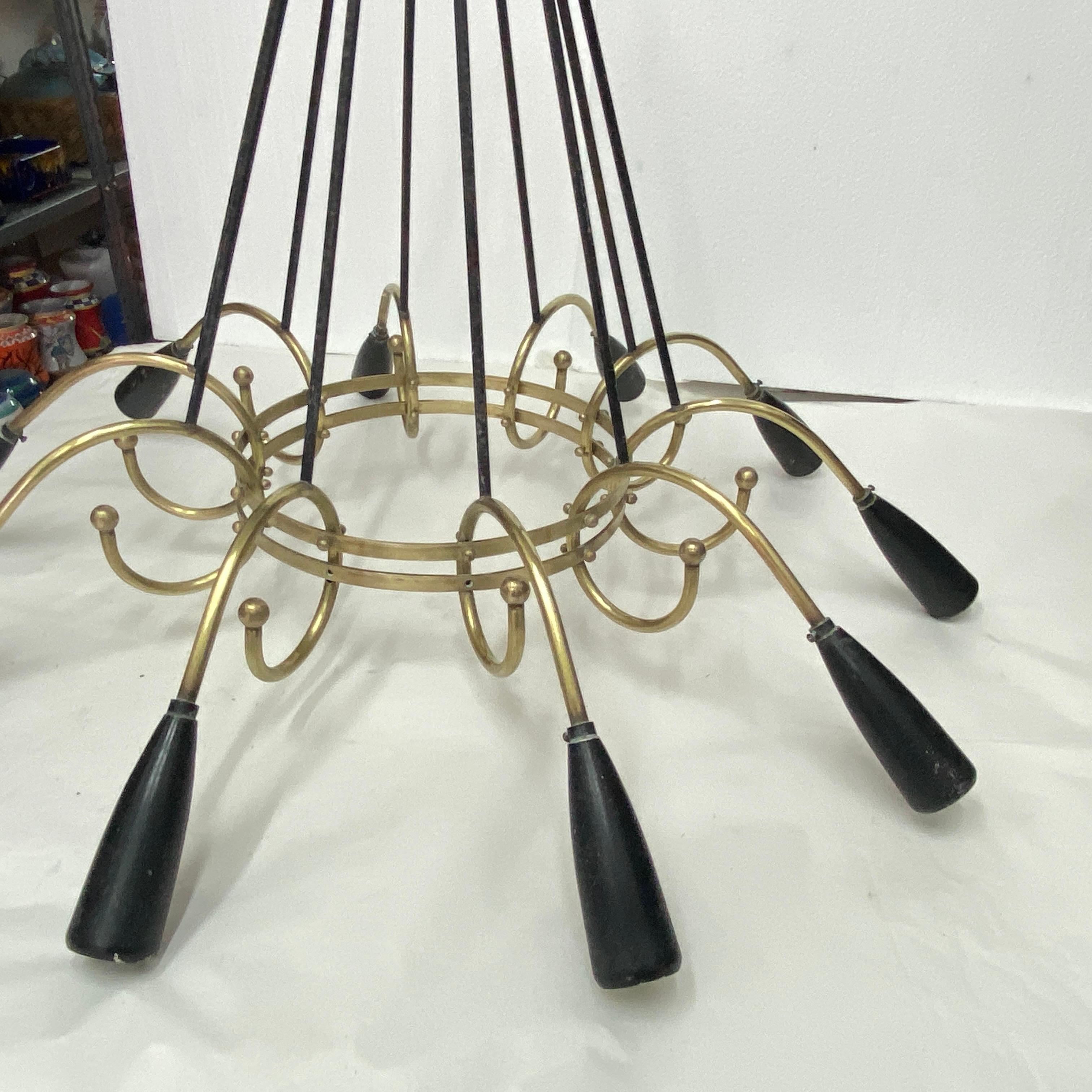 italien 1950s Mid-Century Modern Stilnovo Style Sputnik Italian Chandelier en vente