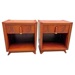 1950s Mid Century Modern Streamline Deco Nightstands Vintage a Pair