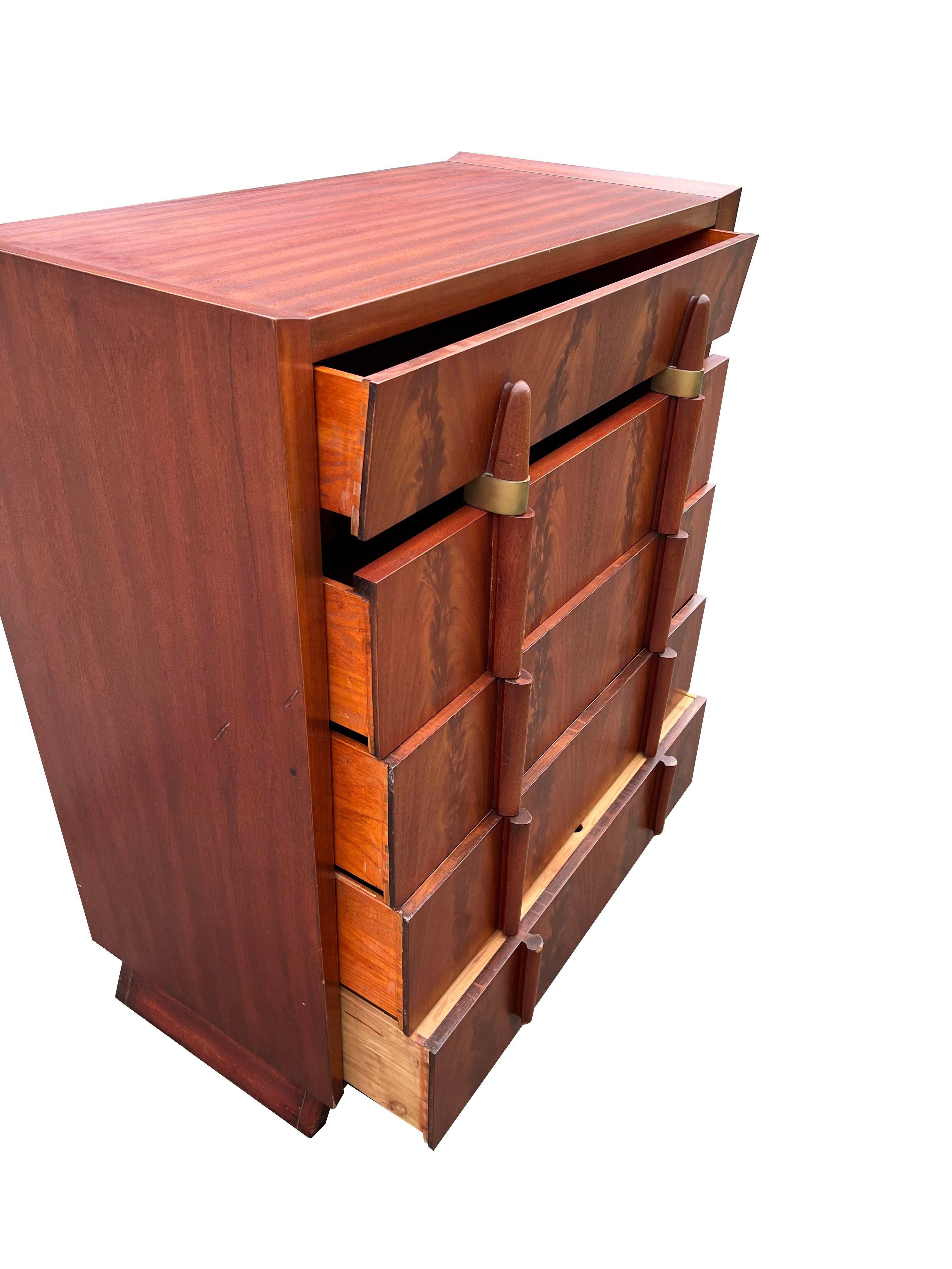 1950s Mid Century Modern Streamline Deco Tall Dresser Highboy 4