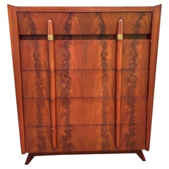 1950s Mid Century Modern Streamline Deco Tall Dresser Highboy