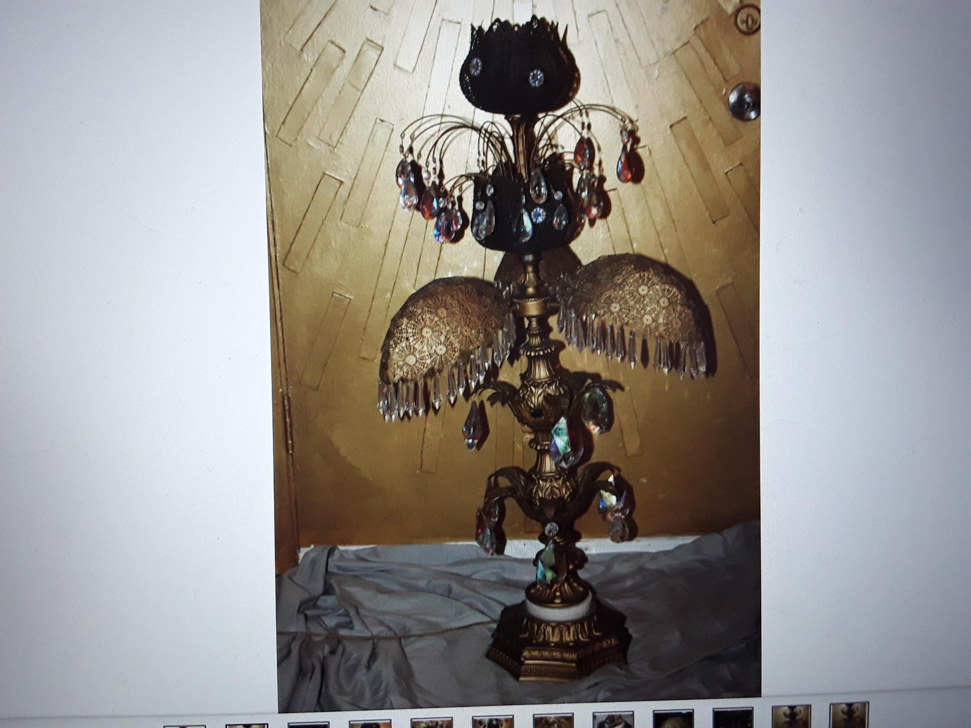 1950's Mid Century Modern Tall Palm Tree Filigree Gilt Toned Floor Lamp For Sale 7