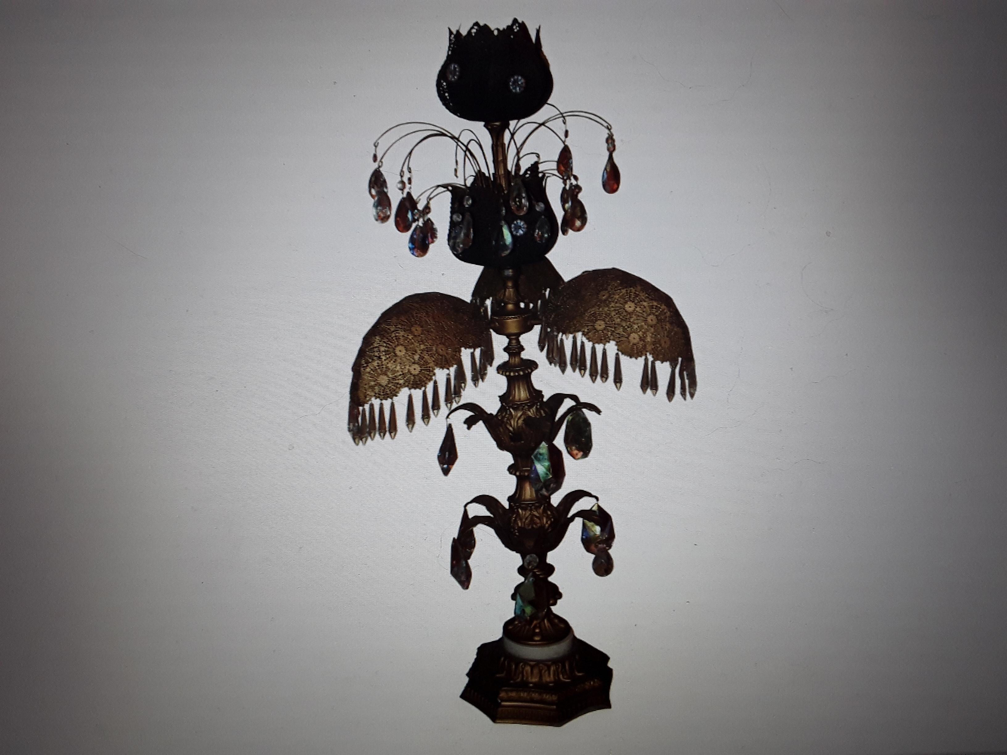 1950's Mid Century Modern Tall Palm Tree Filigree Gilt Toned Floor Lamp For Sale 9