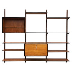 Parete attrezzata in teak del 1950 con secretaire, Poul Cadovius Manner