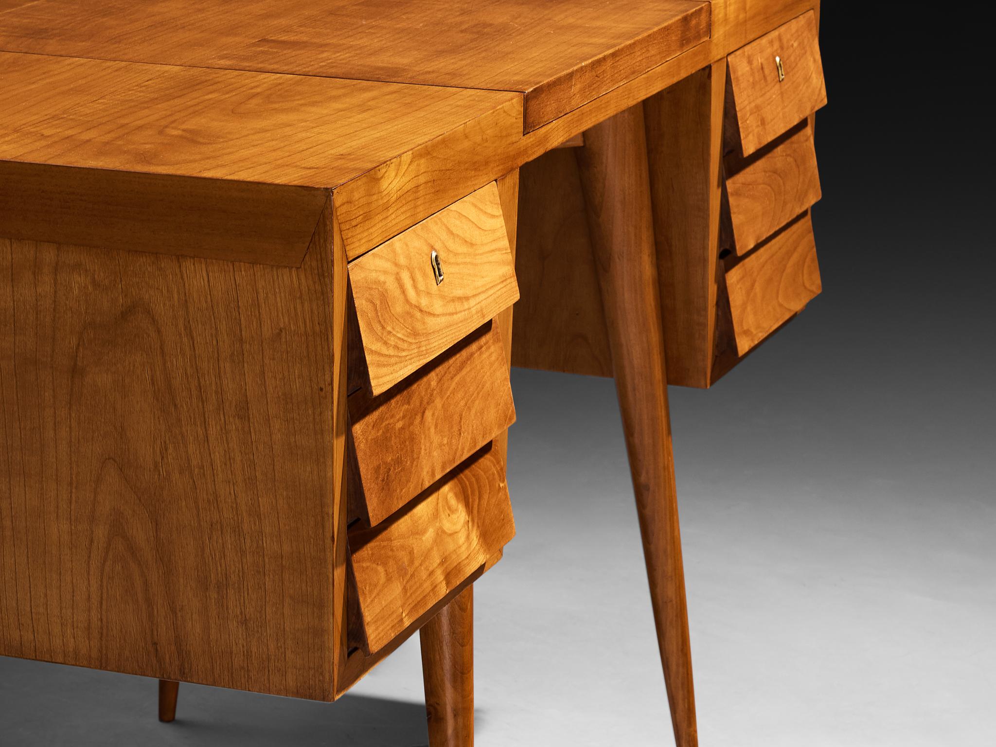Mid-Century Modern Table de toilette en cerisier des années 1950 The Moderns avec miroir en vente