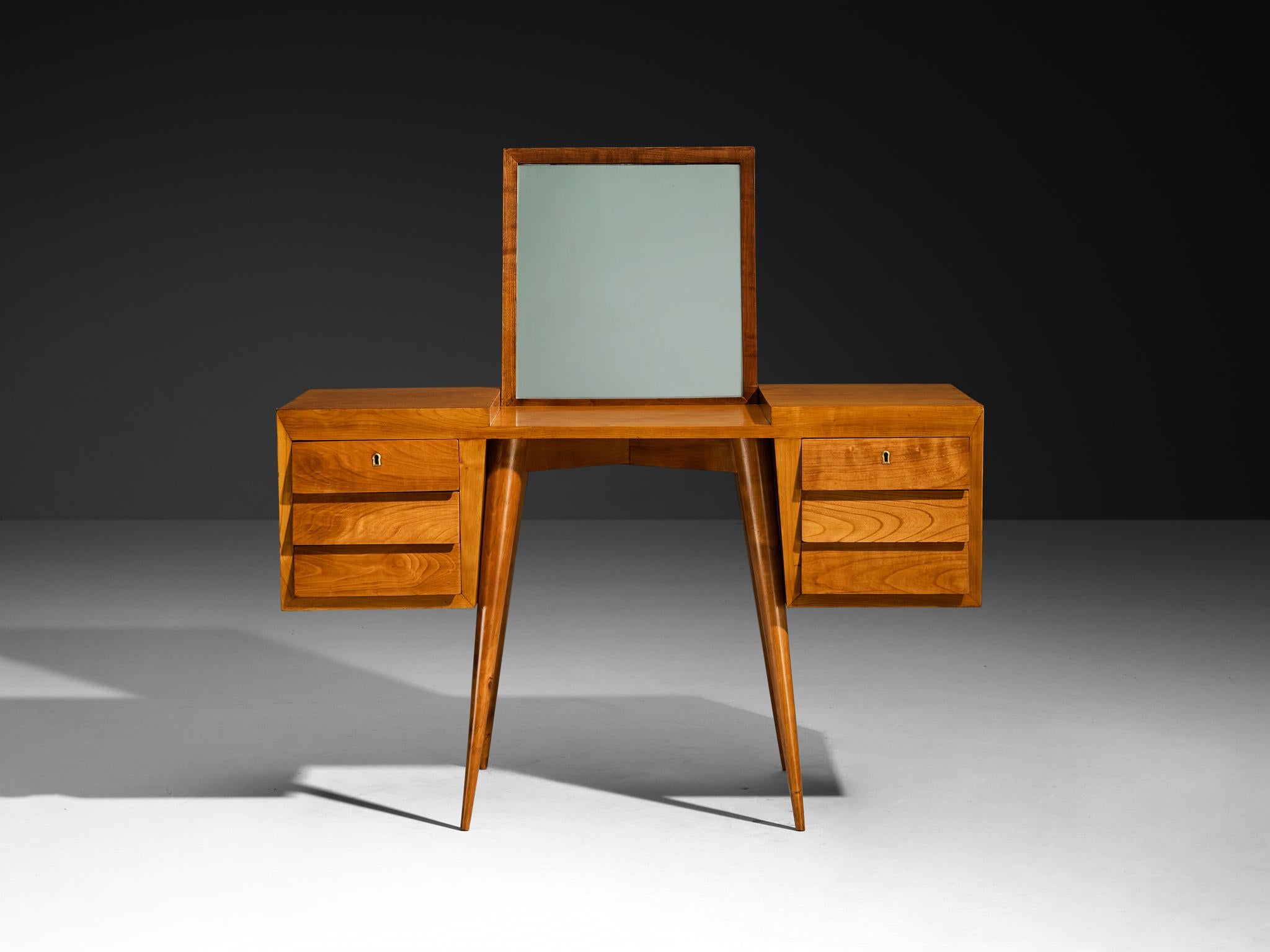 Table de toilette en cerisier des années 1950 The Moderns avec miroir Bon état - En vente à Waalwijk, NL