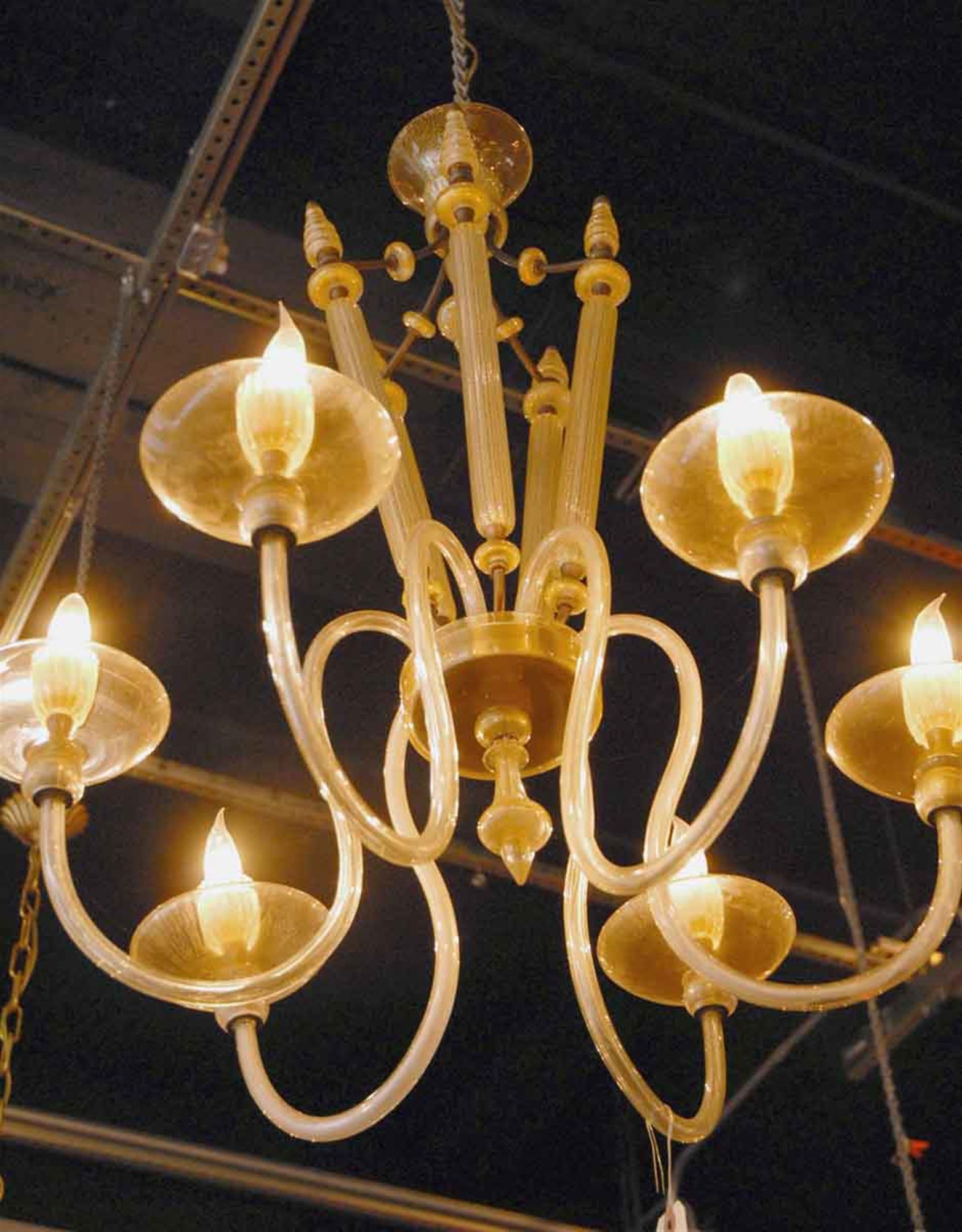 1950s Mid-Century Modern Venini Six-Light Chandelier In Good Condition For Sale In New York, NY