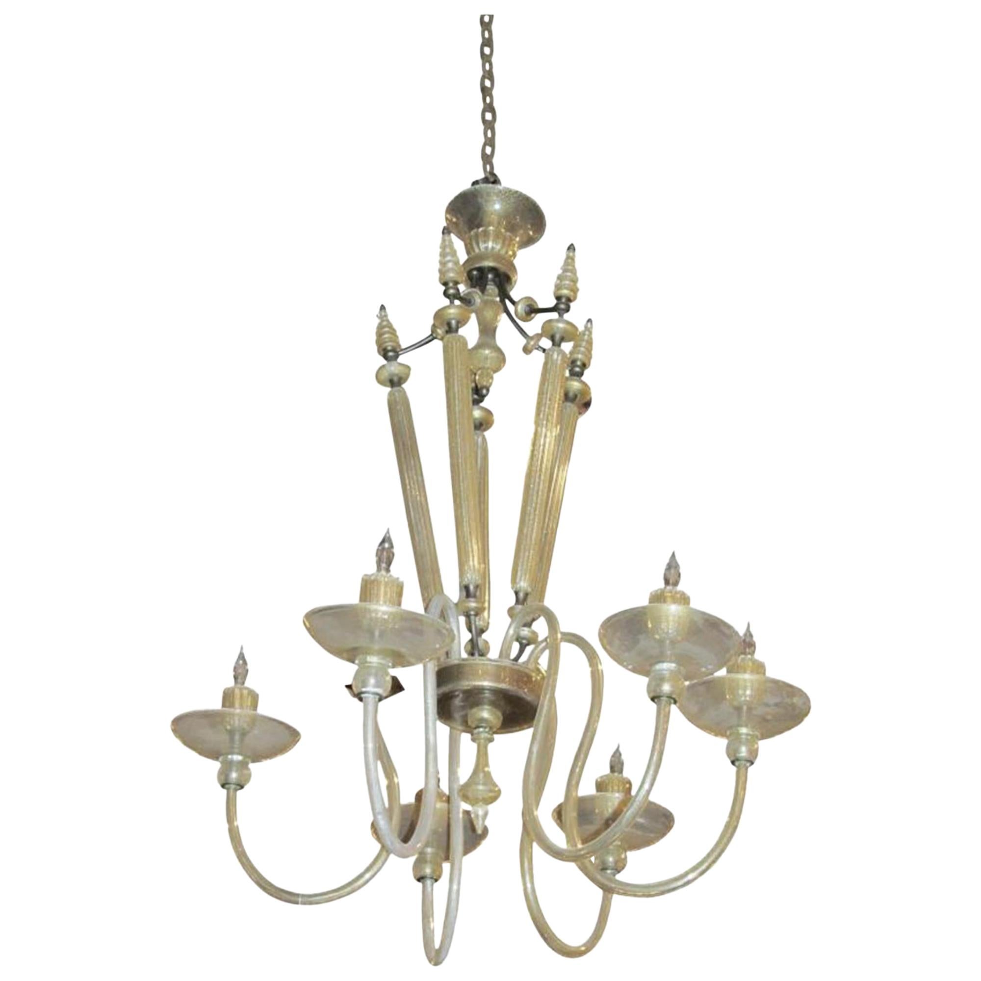 1950s Mid-Century Modern Venini Six-Light Chandelier