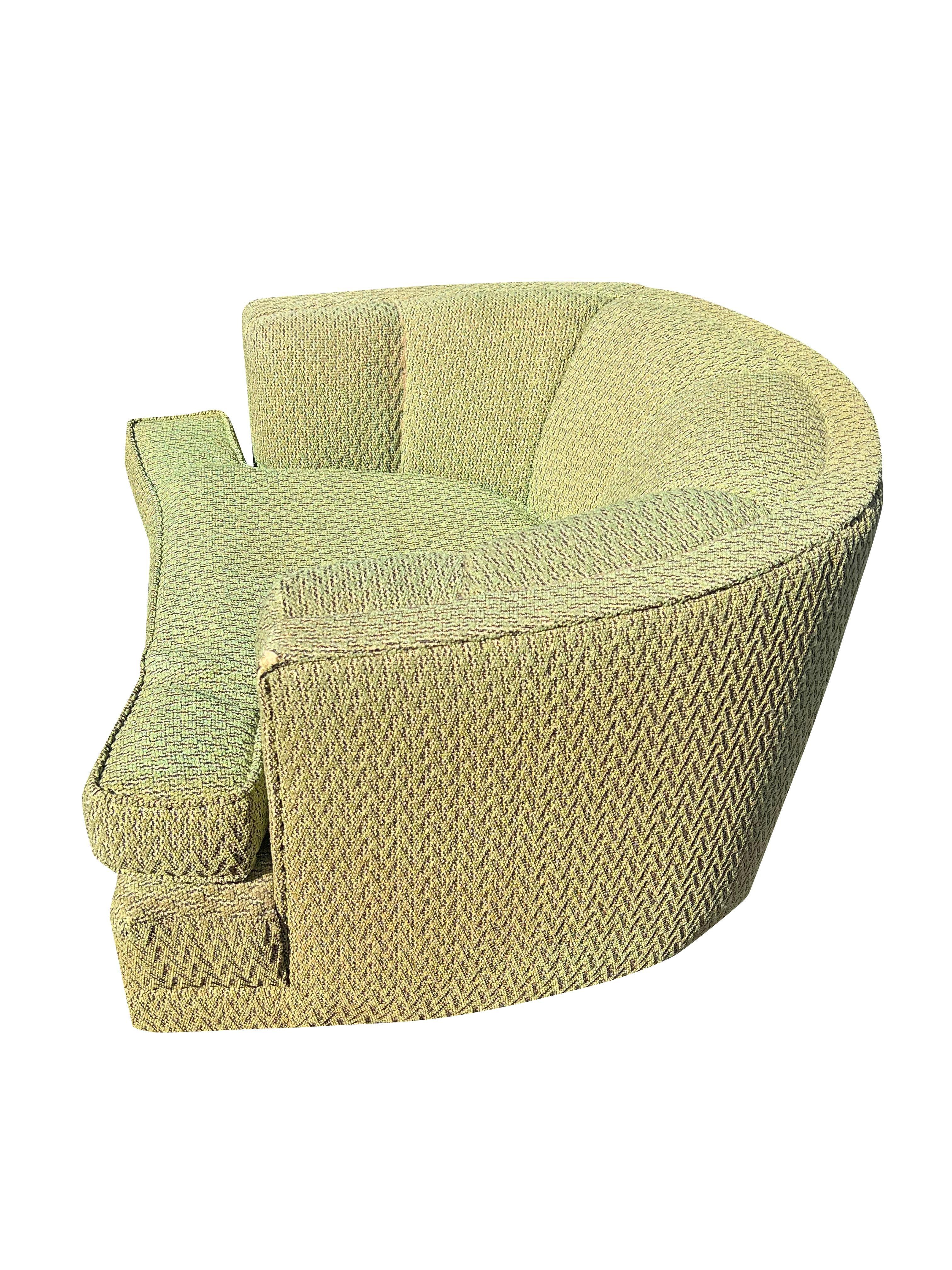 American 1950s Mid Century Modern Vintage Lounge Chair in Green With Maple Legs