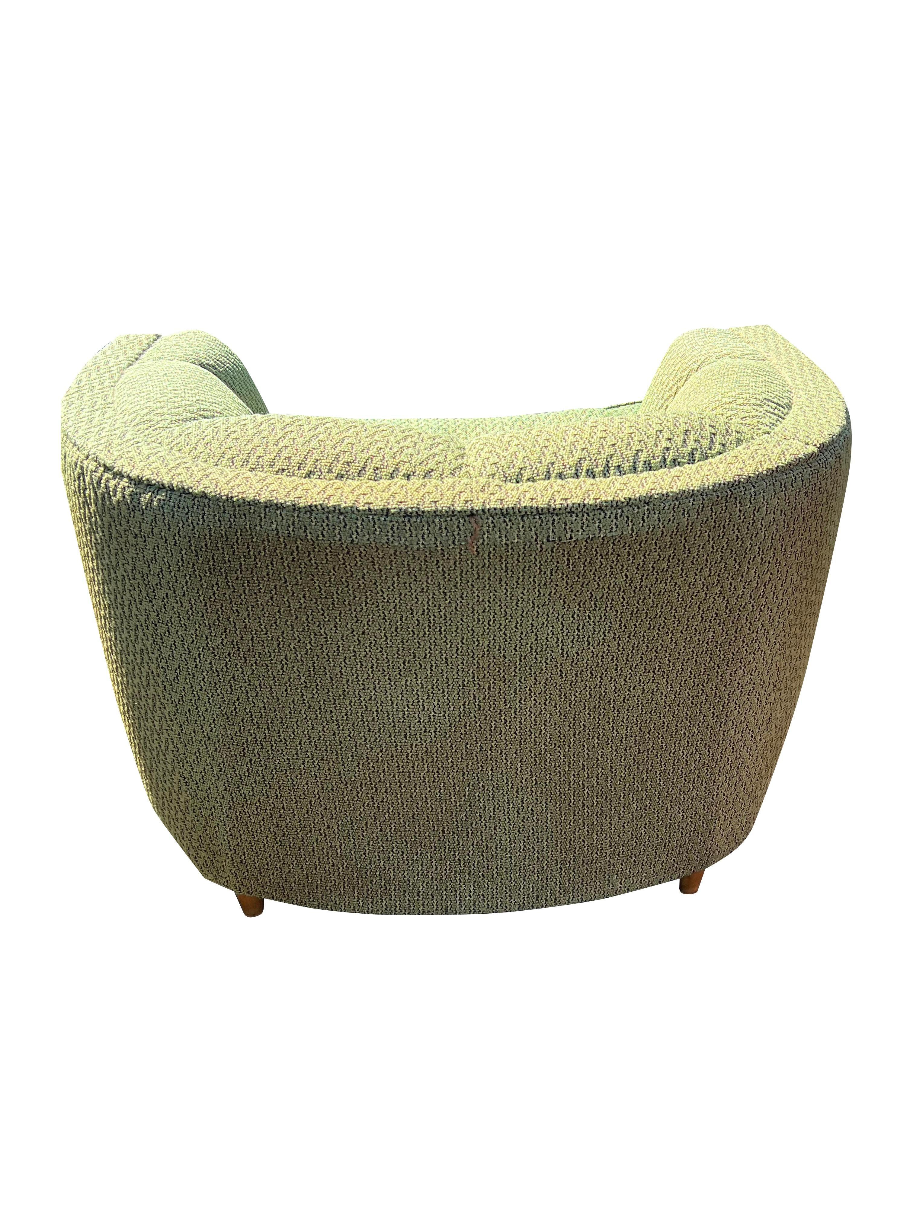 1950s Mid Century Modern Vintage Lounge Chair in Green With Maple Legs In Good Condition In Saddle River, NJ