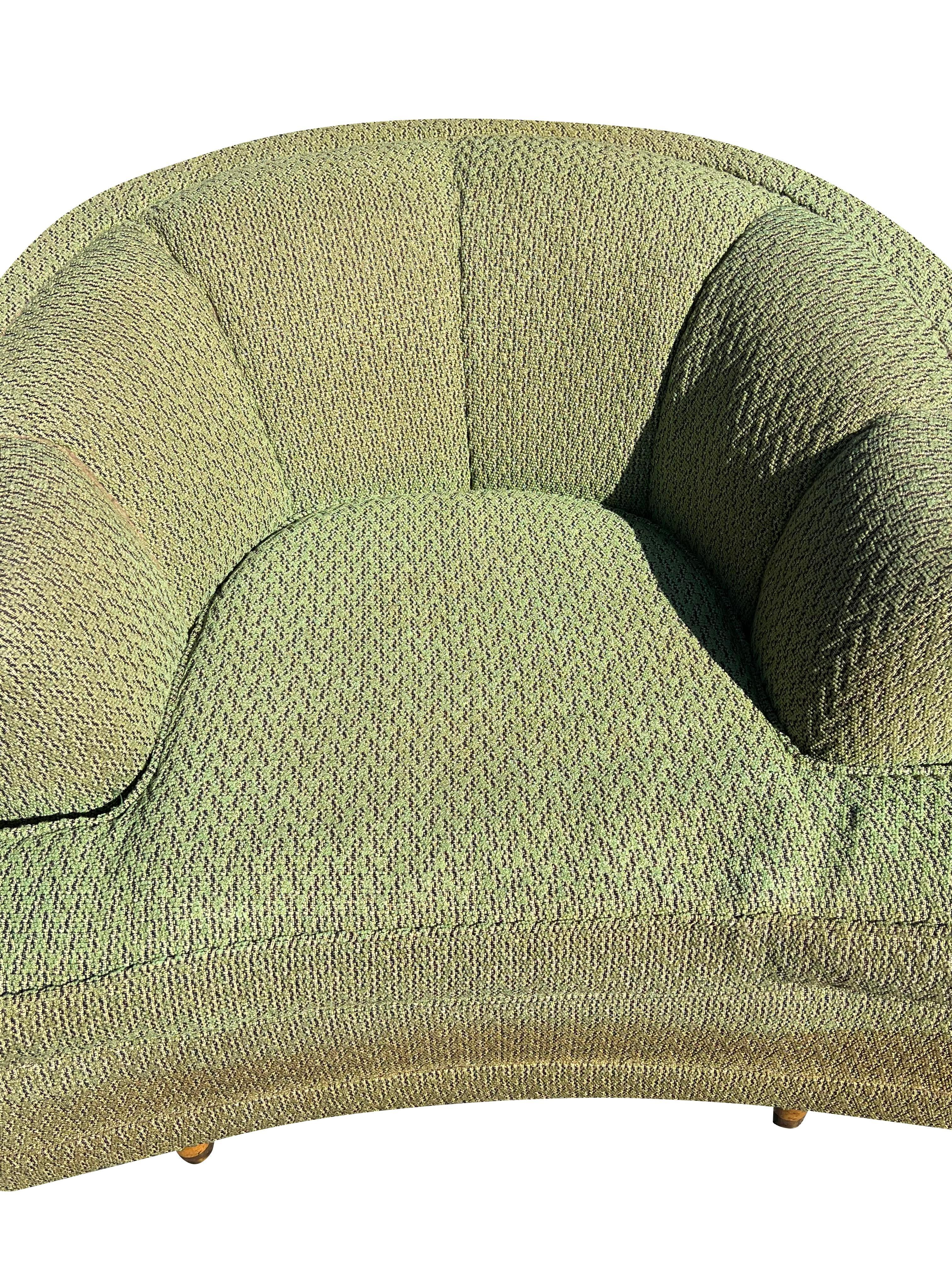 Mid-20th Century 1950s Mid Century Modern Vintage Lounge Chair in Green With Maple Legs