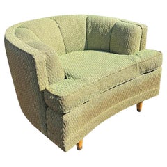 1950s Mid Century Modern Vintage Lounge Chair in Green With Maple Legs