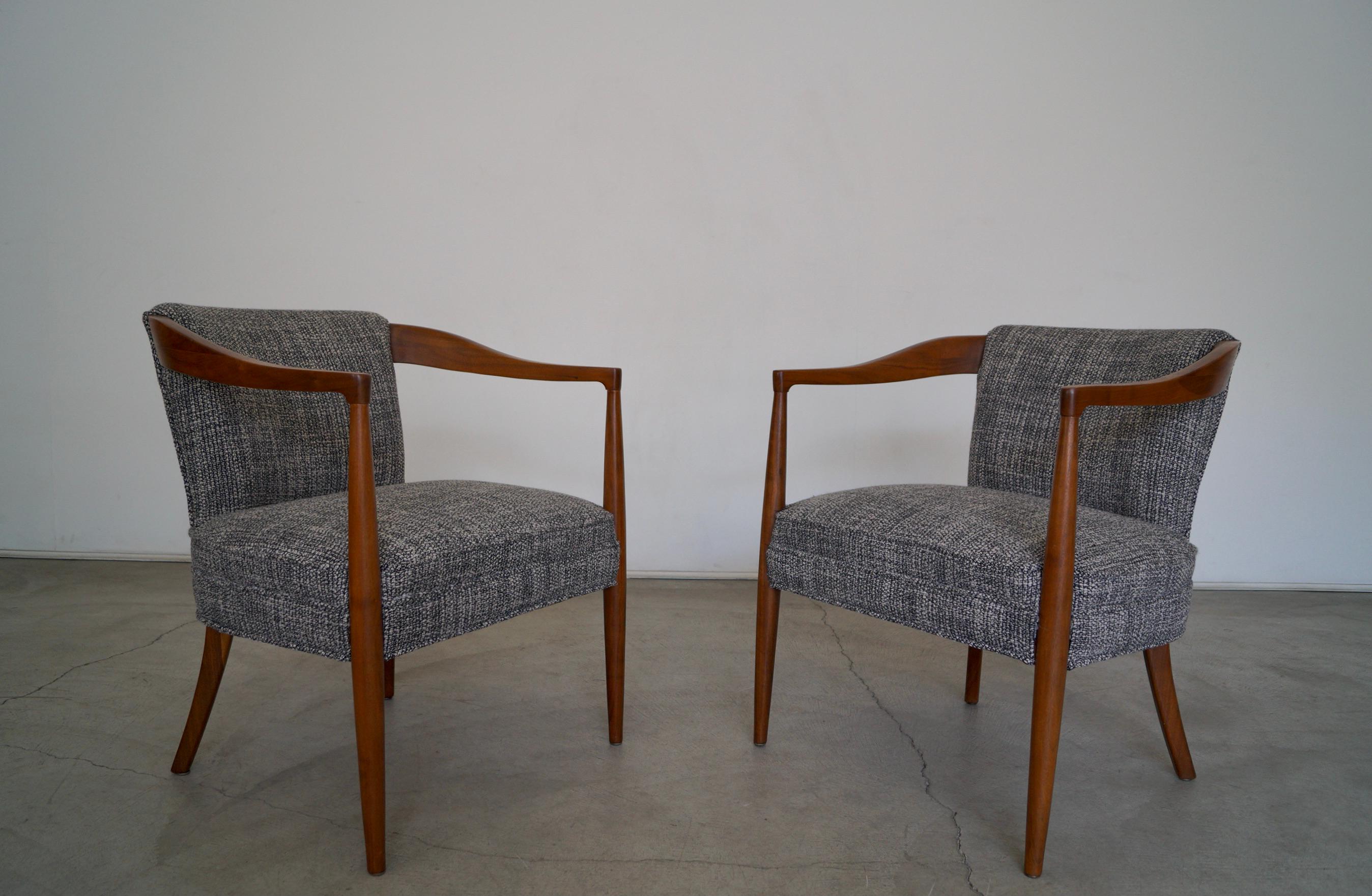 American 1950's Mid-Century Modern Walnut Armchairs, a Pair For Sale