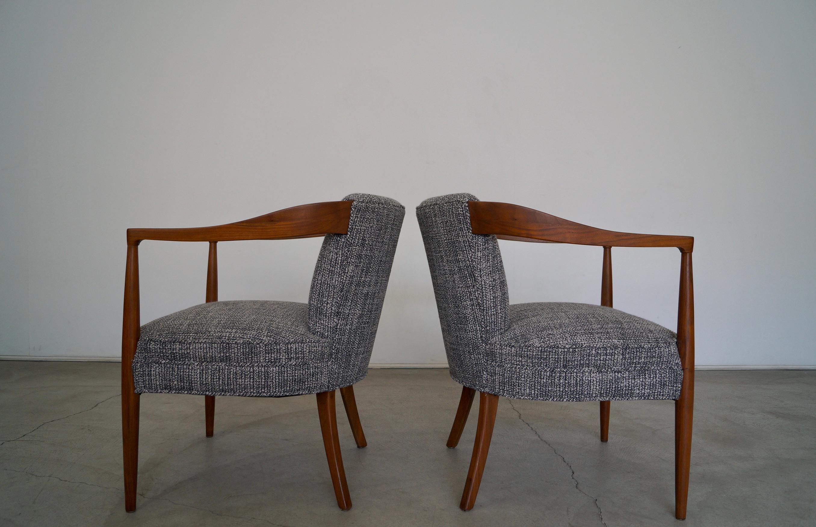 1950's Mid-Century Modern Walnut Armchairs, a Pair In Excellent Condition For Sale In Burbank, CA