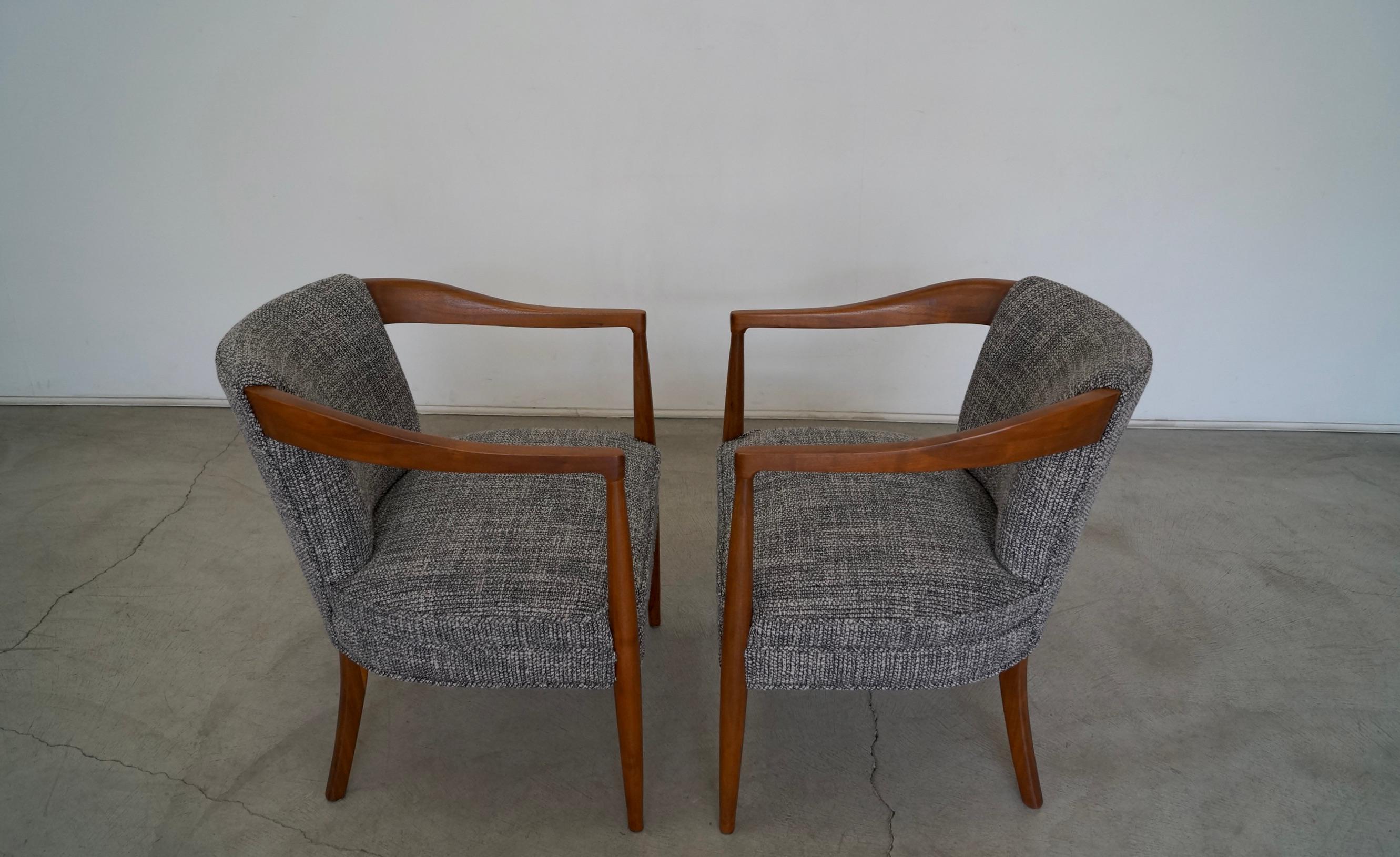 1950's Mid-Century Modern Walnut Armchairs, a Pair For Sale 1