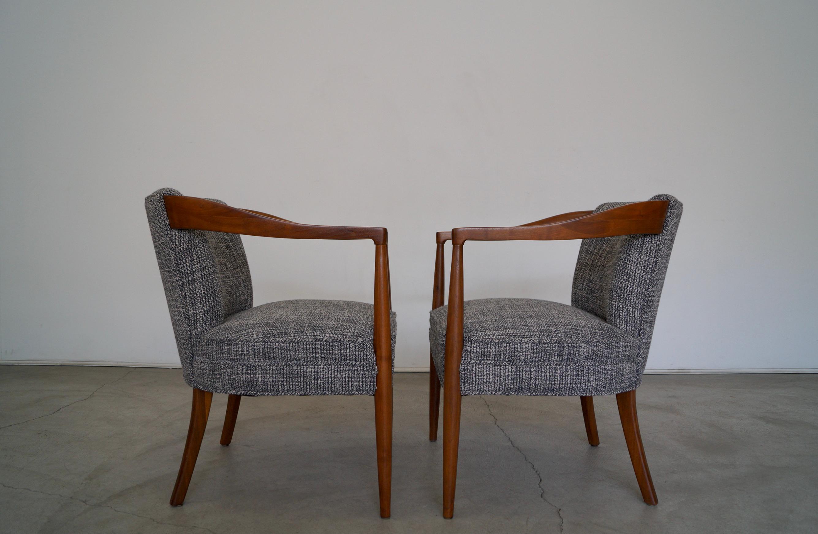 1950's Mid-Century Modern Walnut Armchairs, a Pair For Sale 2