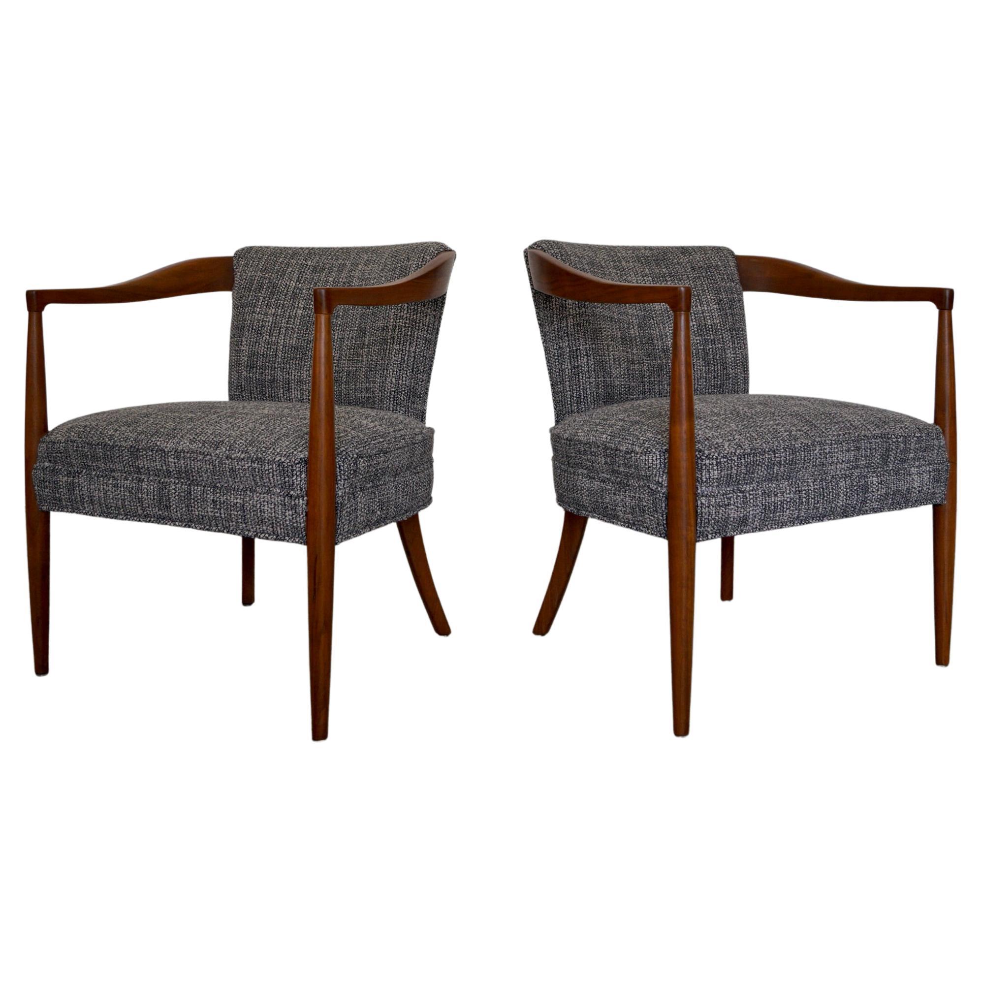 1950's Mid-Century Modern Walnut Armchairs, a Pair For Sale