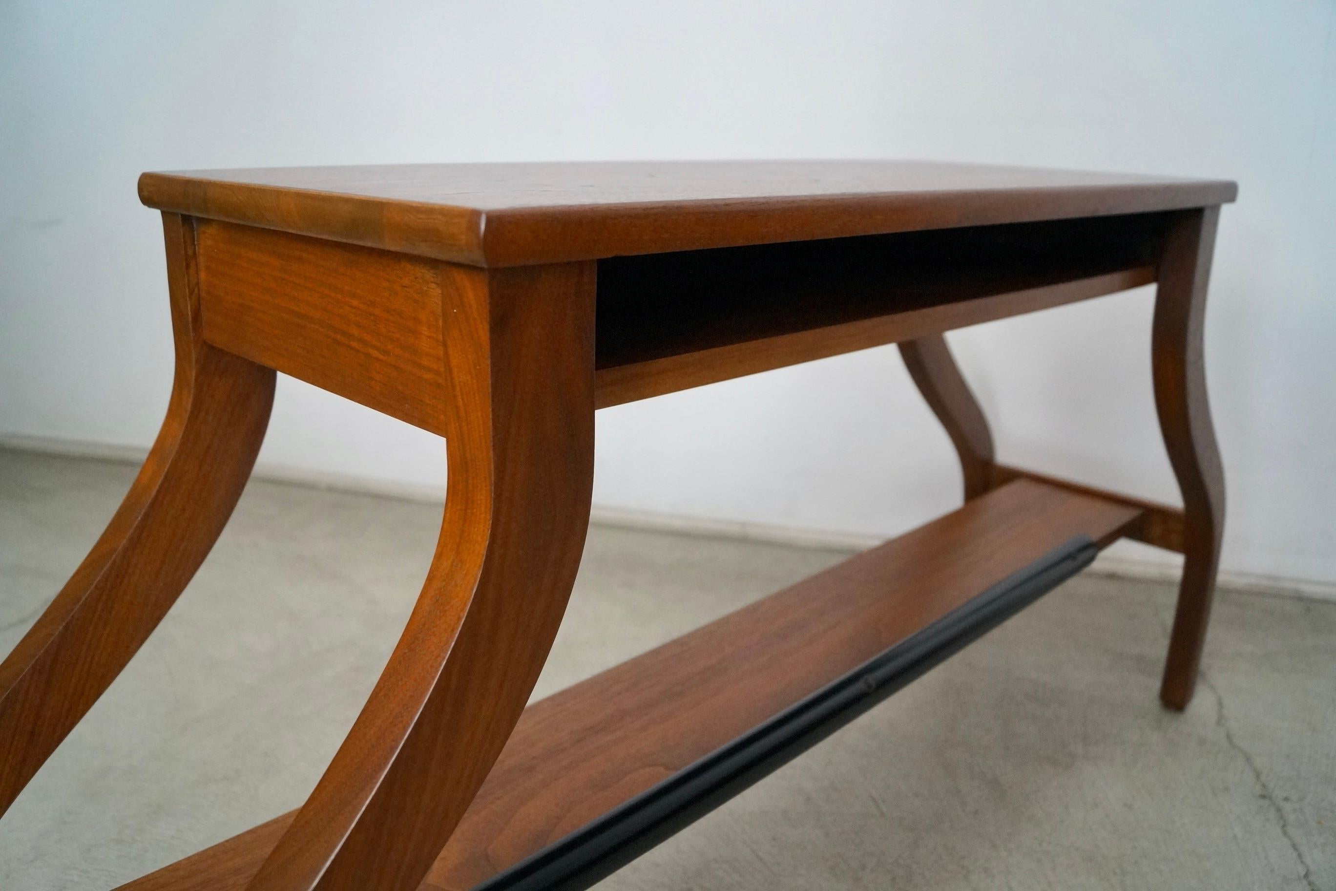 1950's Mid-Century Modern Walnut Console Table / Bench For Sale 14