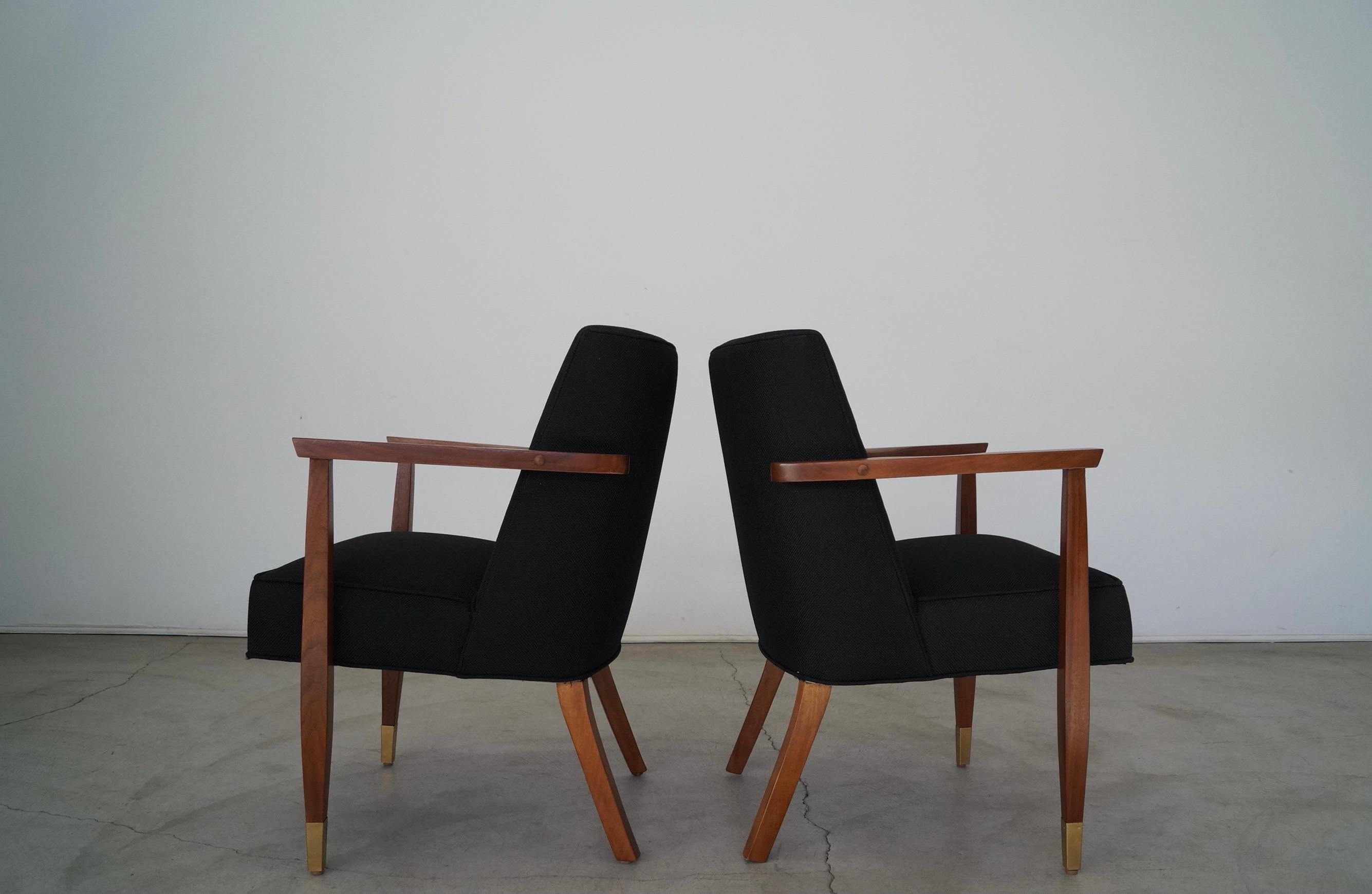 Mid-20th Century 1950's Mid-Century Modern Walnut Side Armchairs, a Pair For Sale