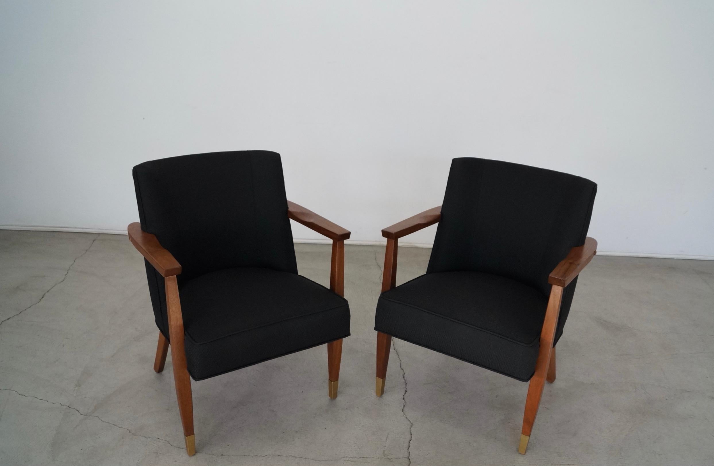 1950's Mid-Century Modern Walnut Side Armchairs, a Pair For Sale 2
