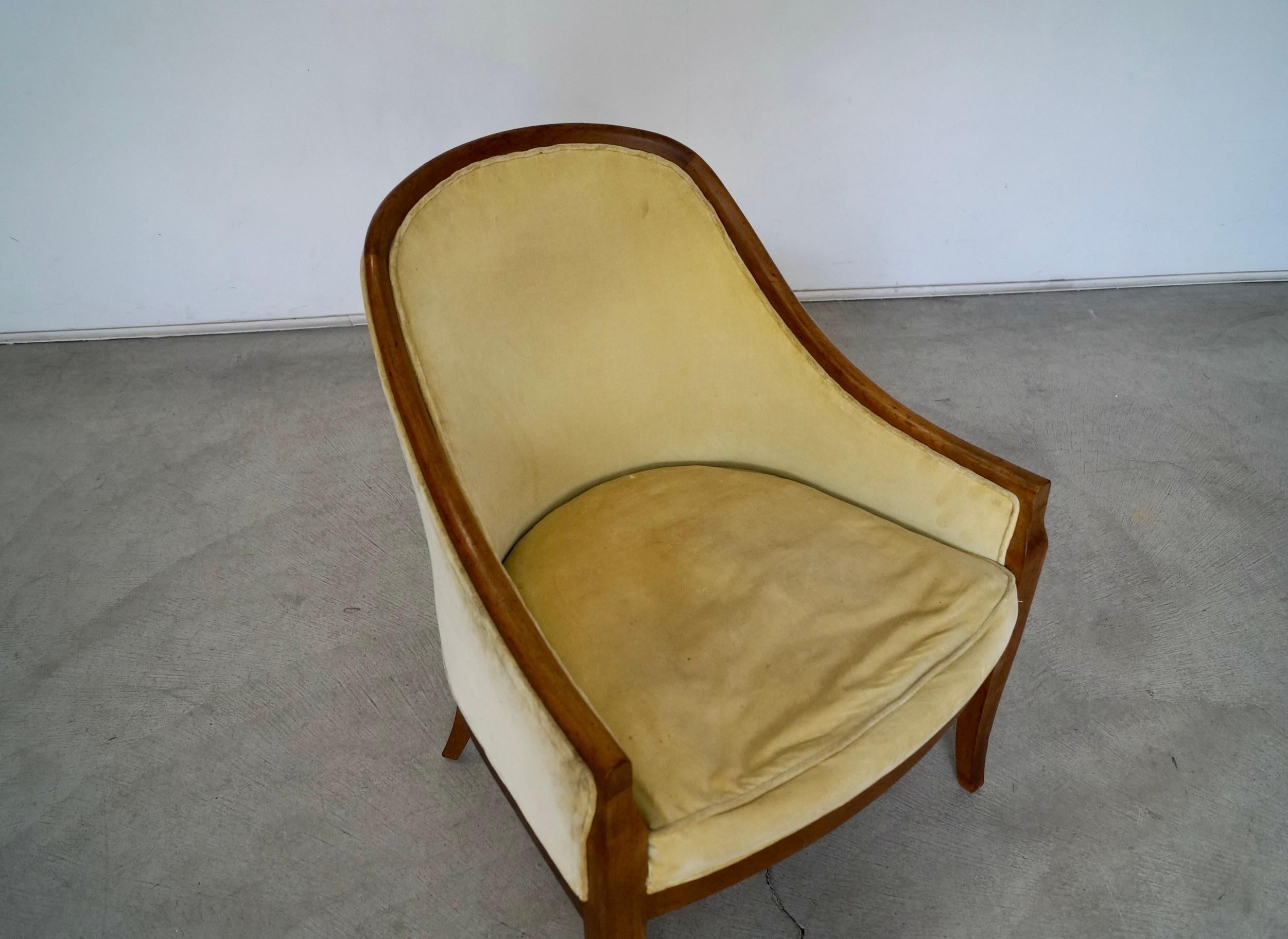 1950's Mid-Century Modern Walnut Trim Armchair For Sale 8