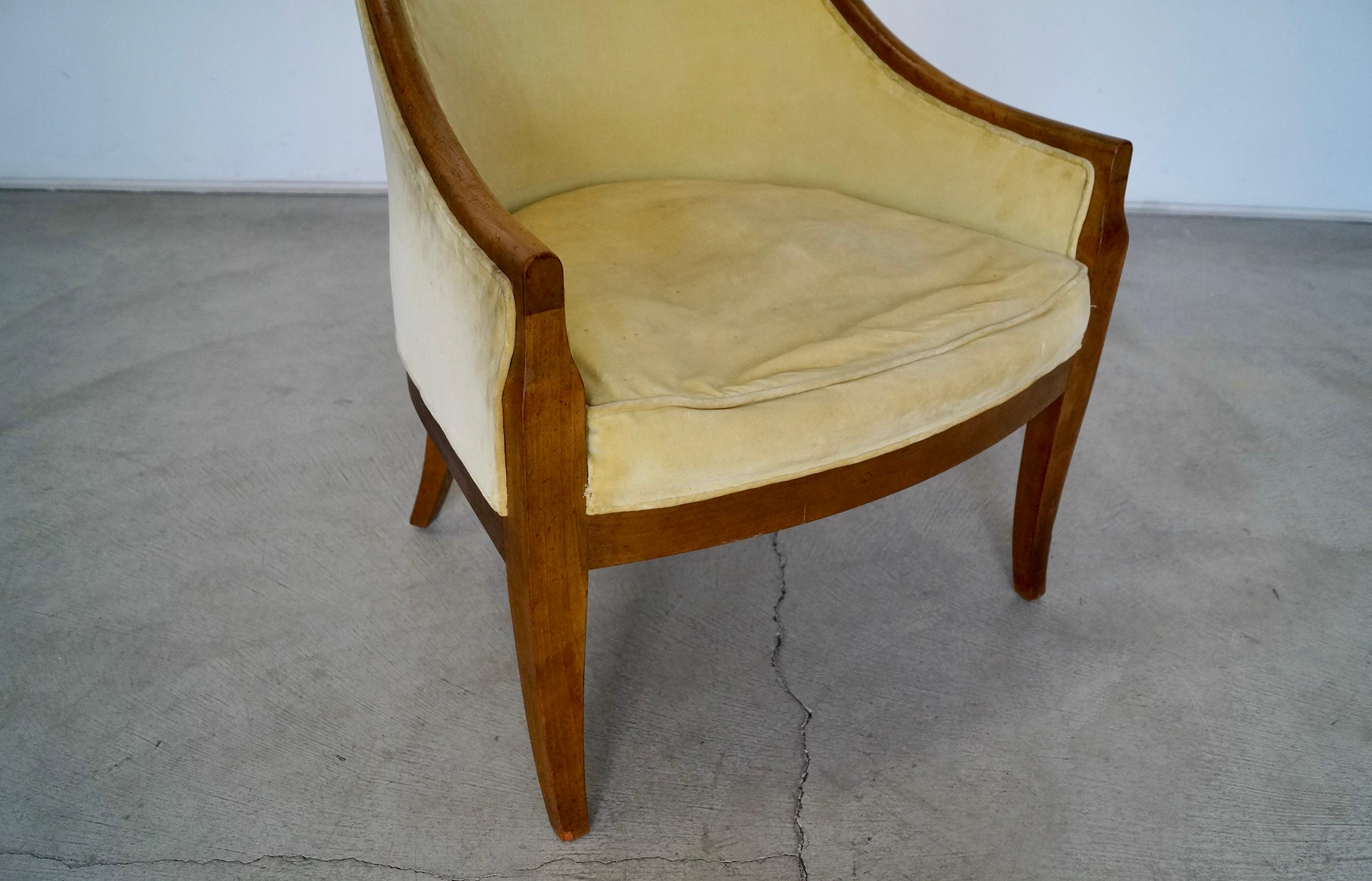 1950's Mid-Century Modern Walnut Trim Armchair For Sale 9