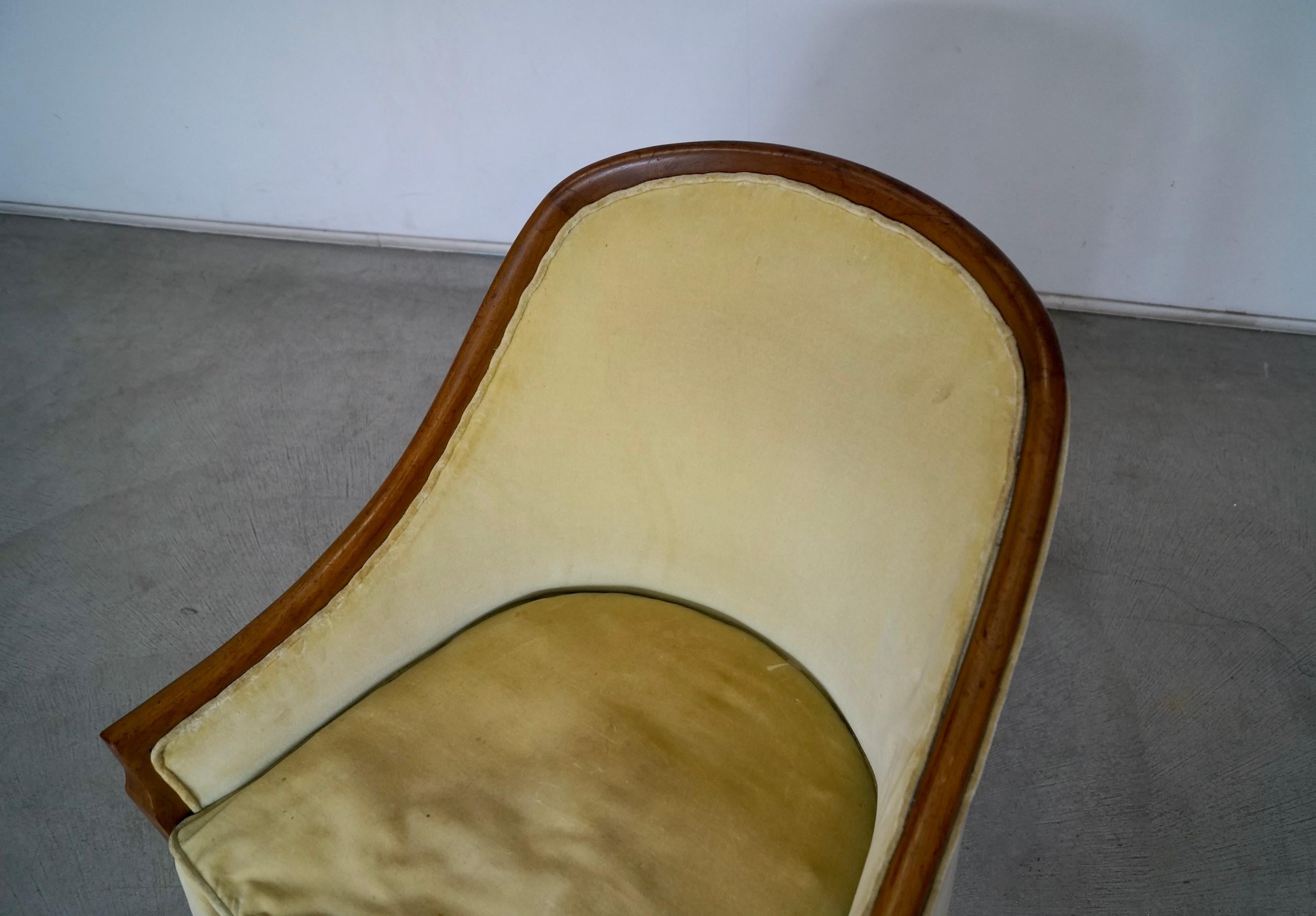 1950's Mid-Century Modern Walnut Trim Armchair For Sale 10