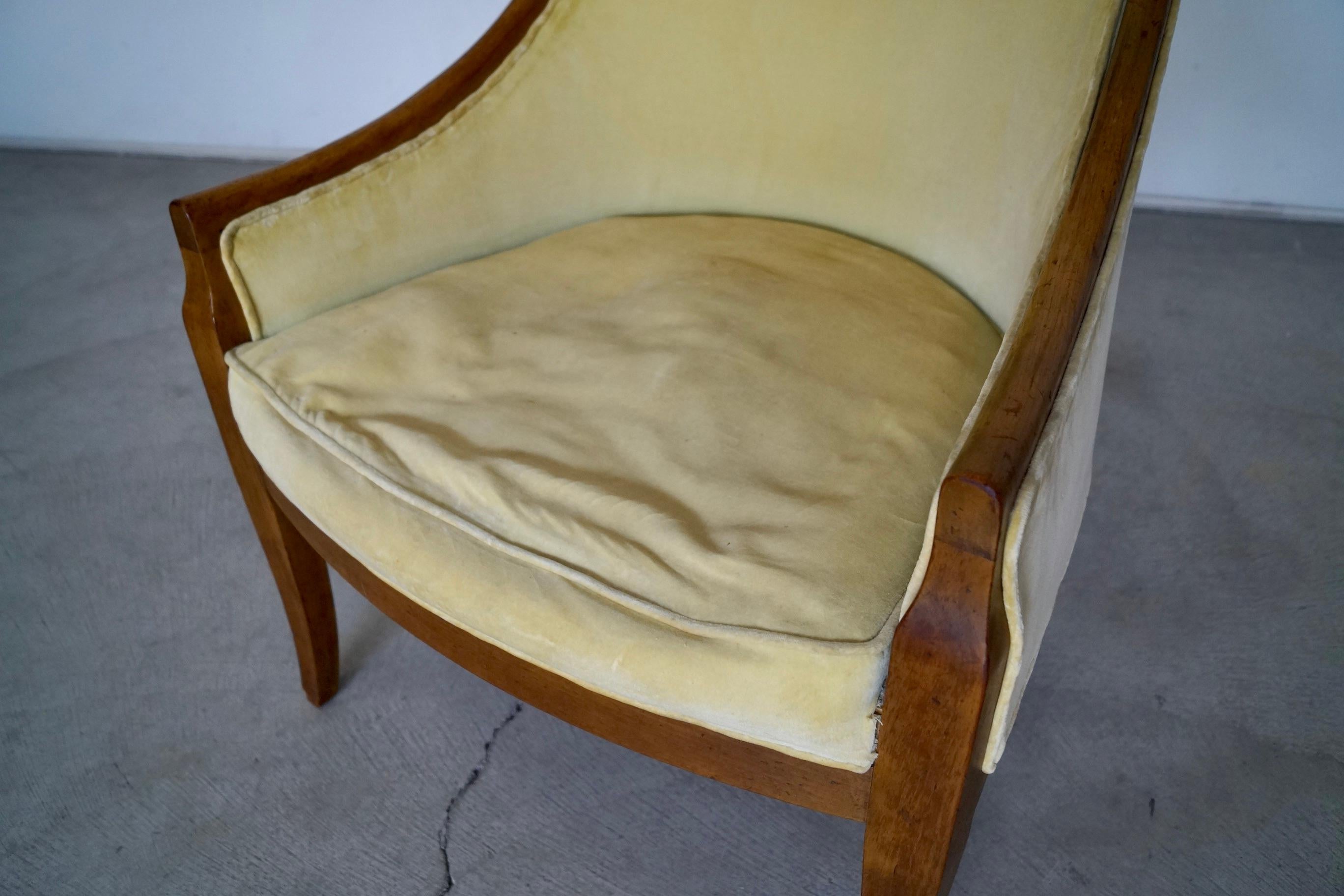 1950's Mid-Century Modern Walnut Trim Armchair For Sale 11