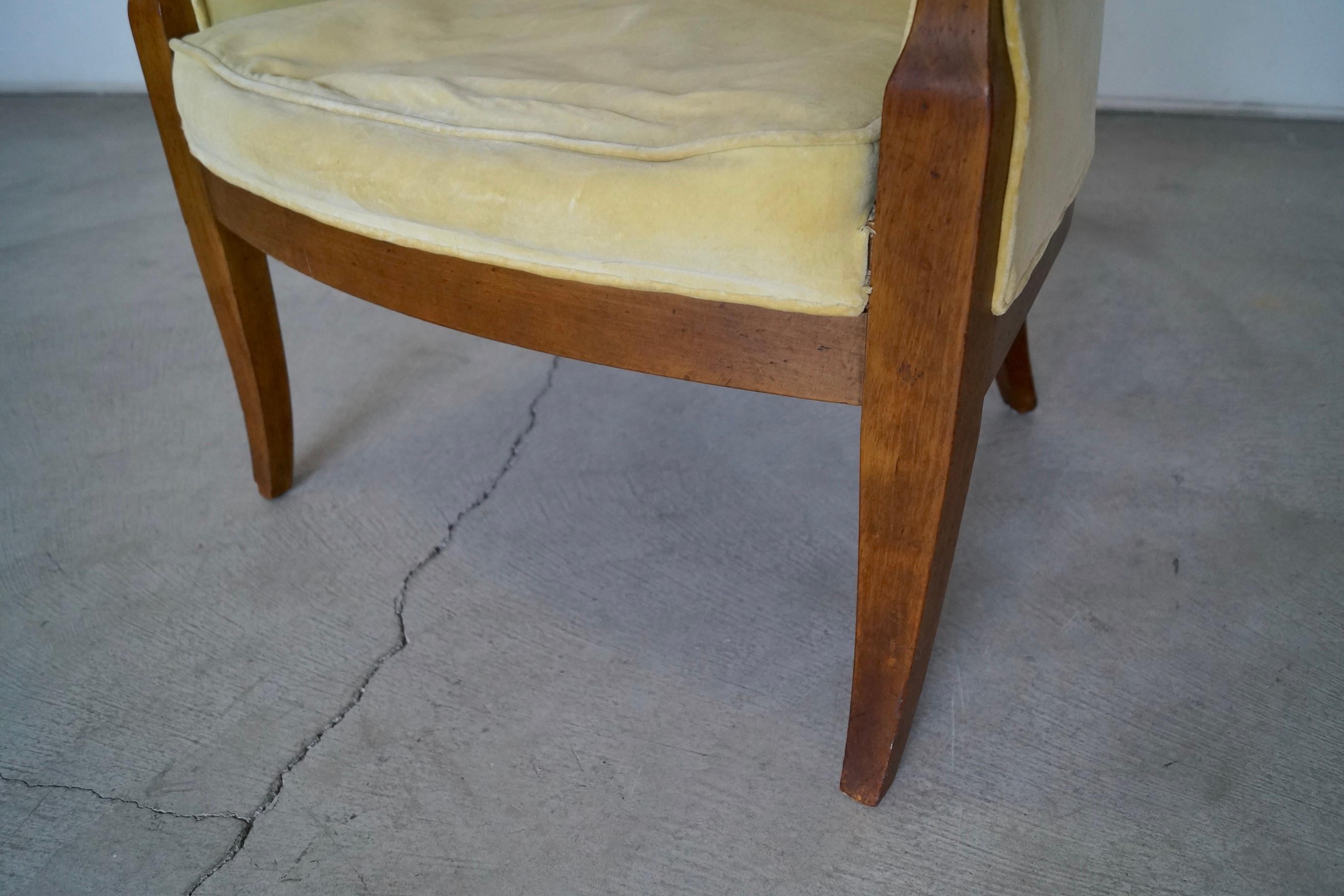 1950's Mid-Century Modern Walnut Trim Armchair For Sale 12