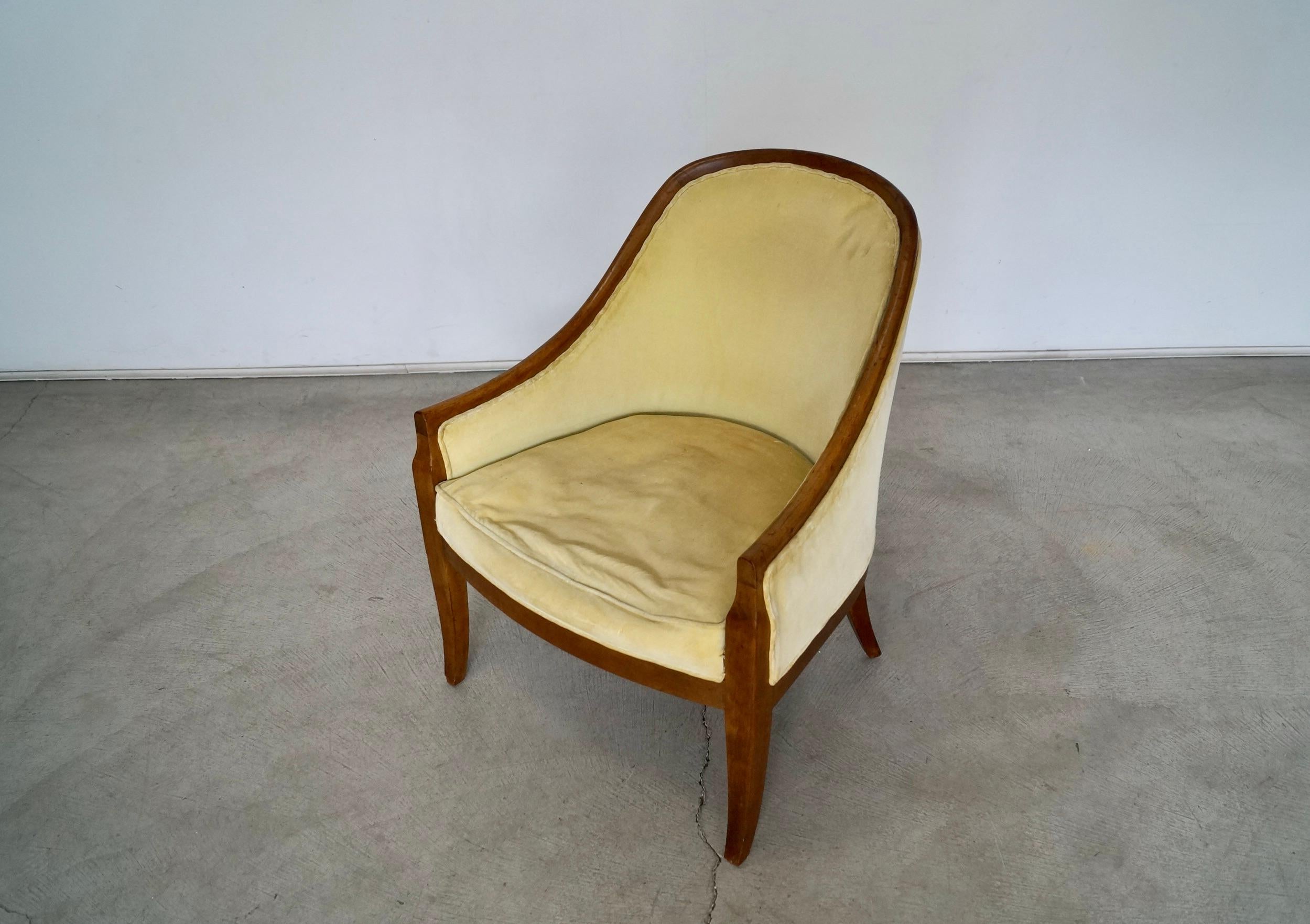 Mid-20th Century 1950's Mid-Century Modern Walnut Trim Armchair For Sale