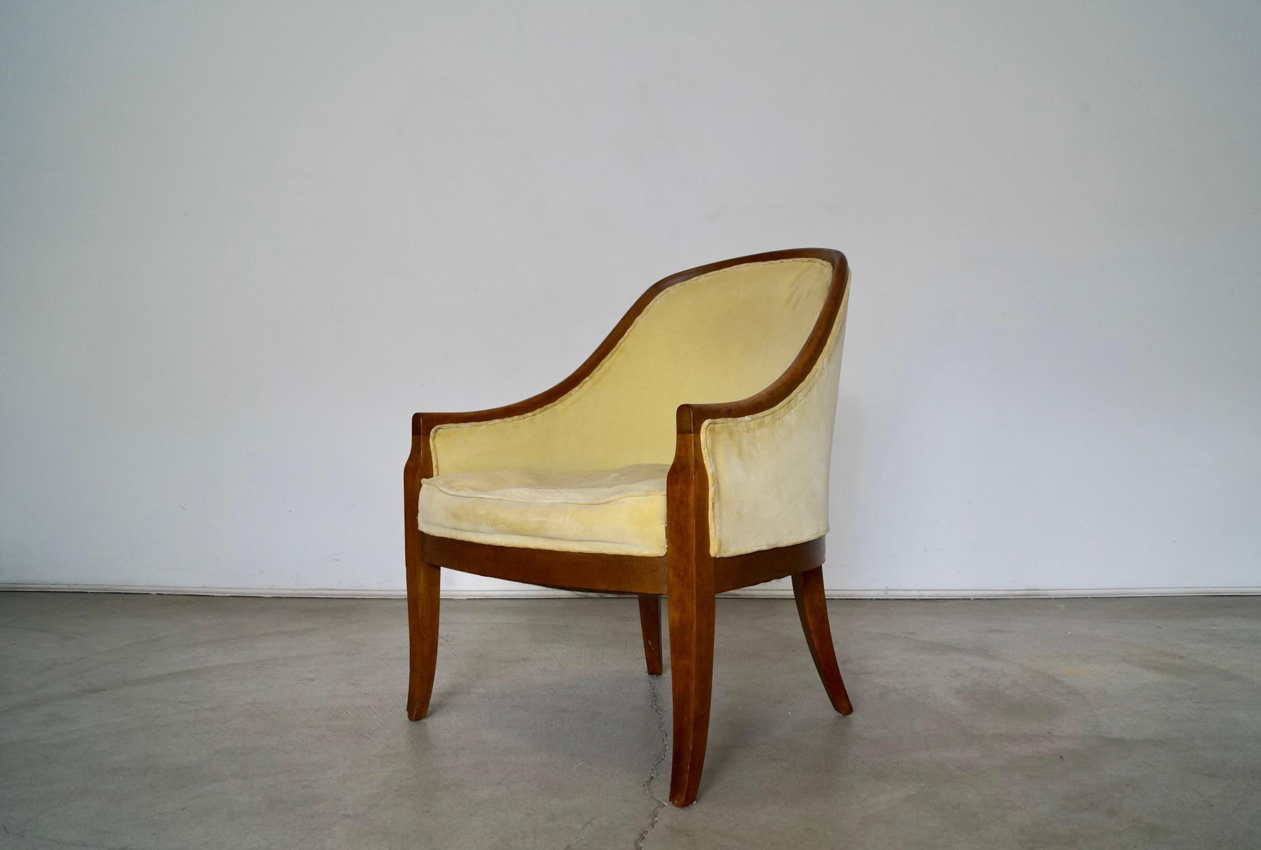 1950's Mid-Century Modern Walnut Trim Armchair For Sale 2