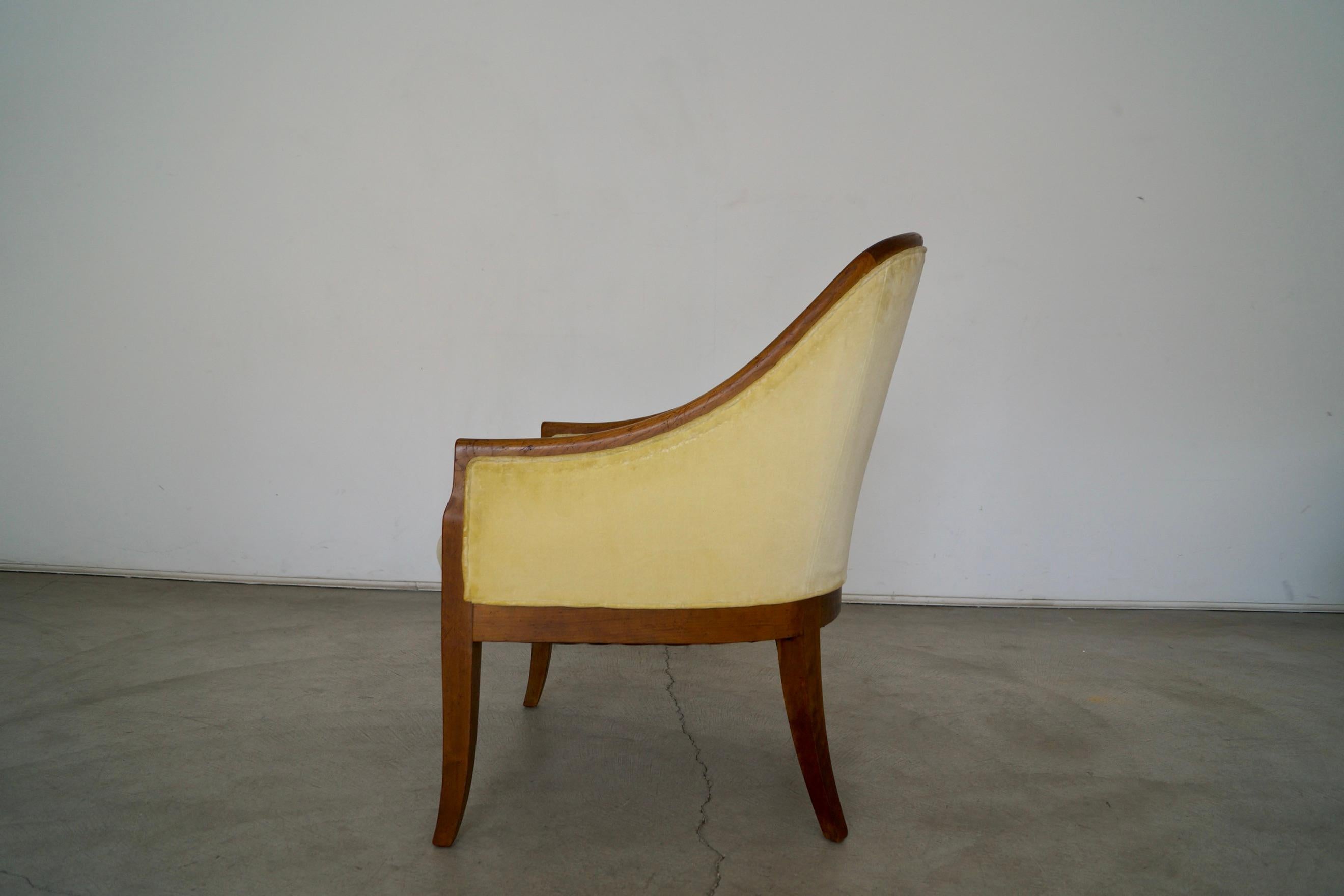 1950's Mid-Century Modern Walnut Trim Armchair For Sale 4