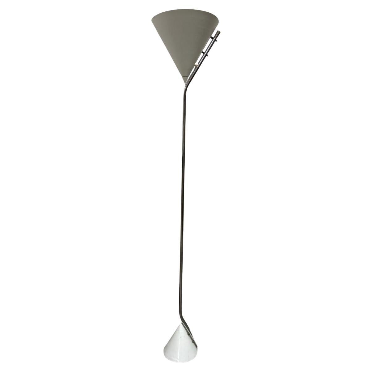 Stehlampe in Weiß und Chrom, Mid-Century Modern, 1950er Jahre