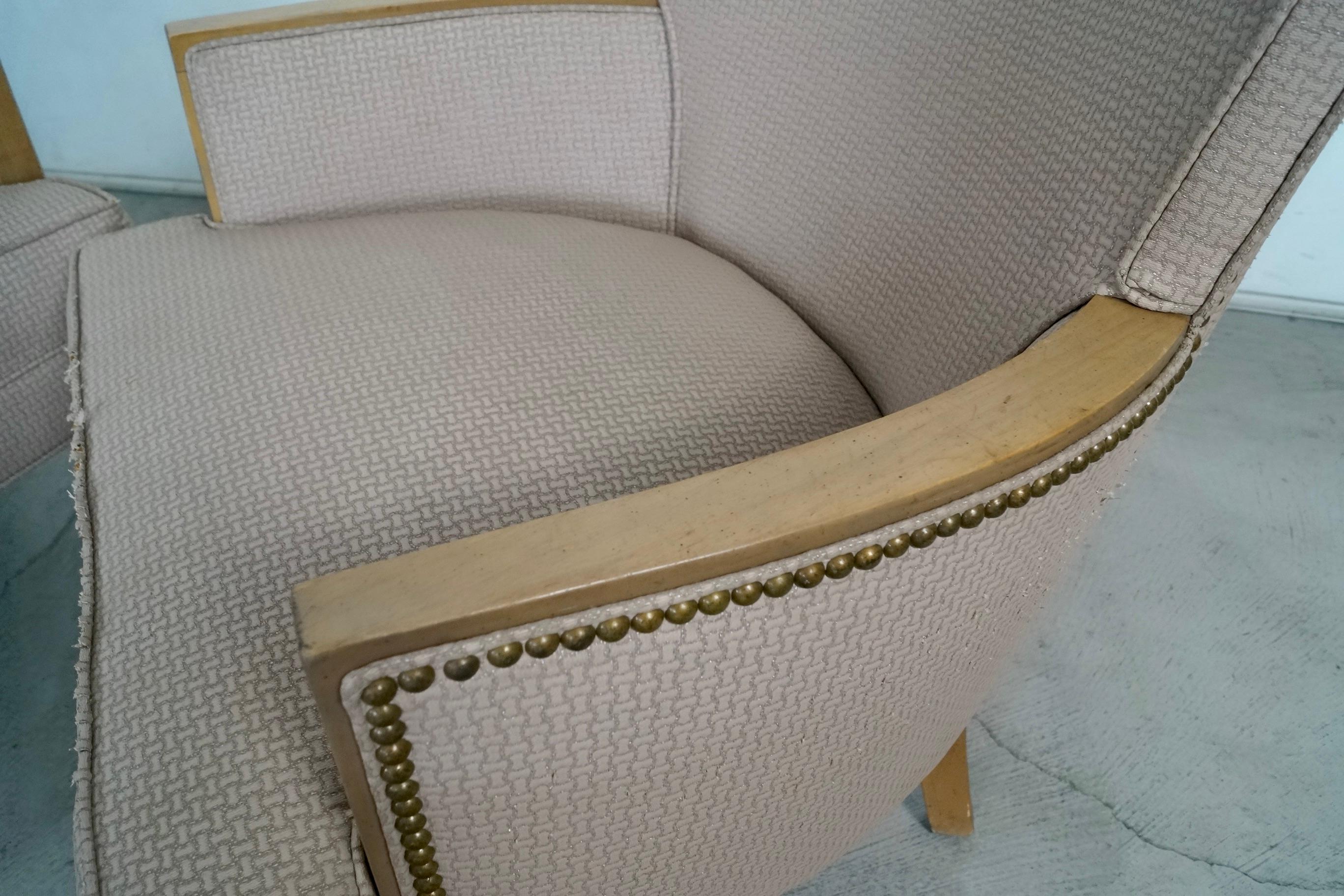 1950's Mid-Century Modern Wood Trimmed Club Armchairs - A Pair For Sale 9