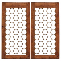 Portes, miroirs, miroirs d'art -2 en châtaignier et acier doré, style moderne du milieu du siècle dernier, années 1950