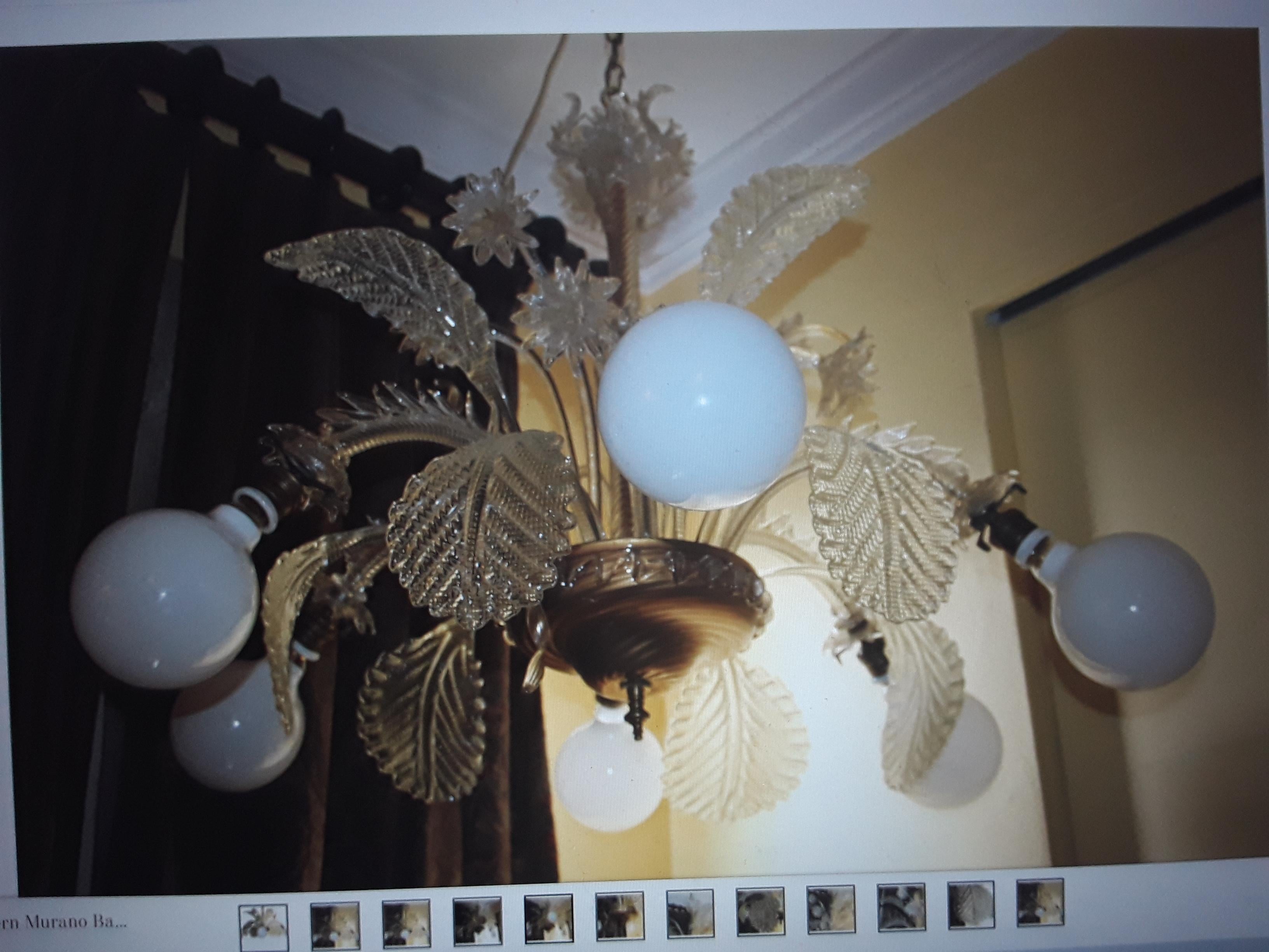 Lampadario da esposizione floreale Barovier&Toso XL del 1950, Mid Century Modern in vendita 3
